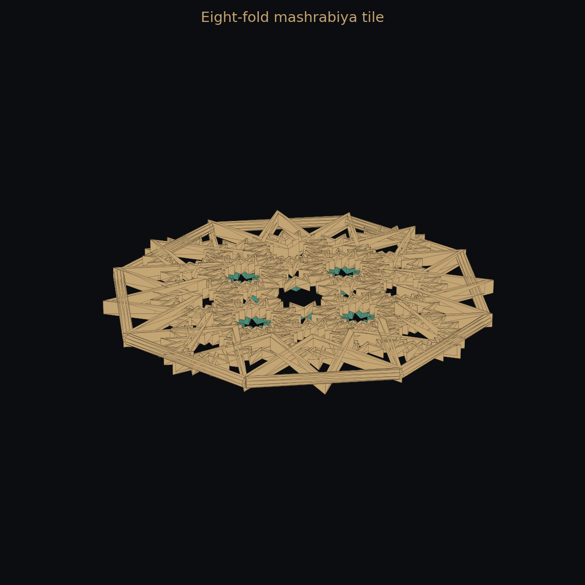 Eight-fold mashrabiya tile — 3D print (two-color)