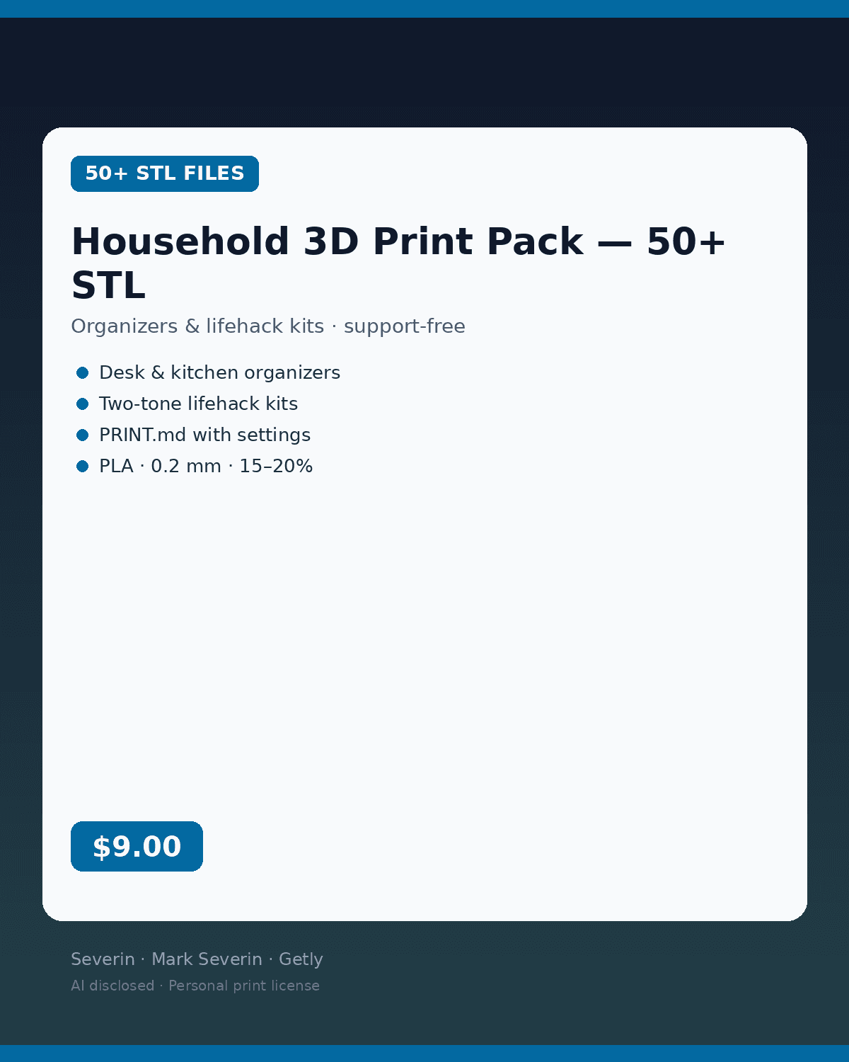 Household 3D Print Pack — 50+ STL Organizers