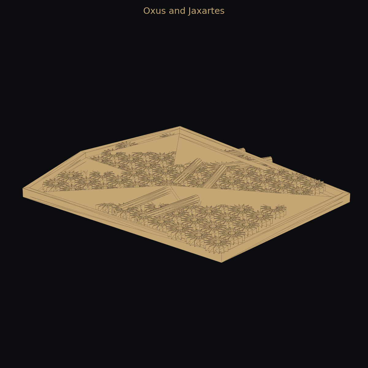 Oxus и Jaxartes — 3D-схема (двухцветная)
