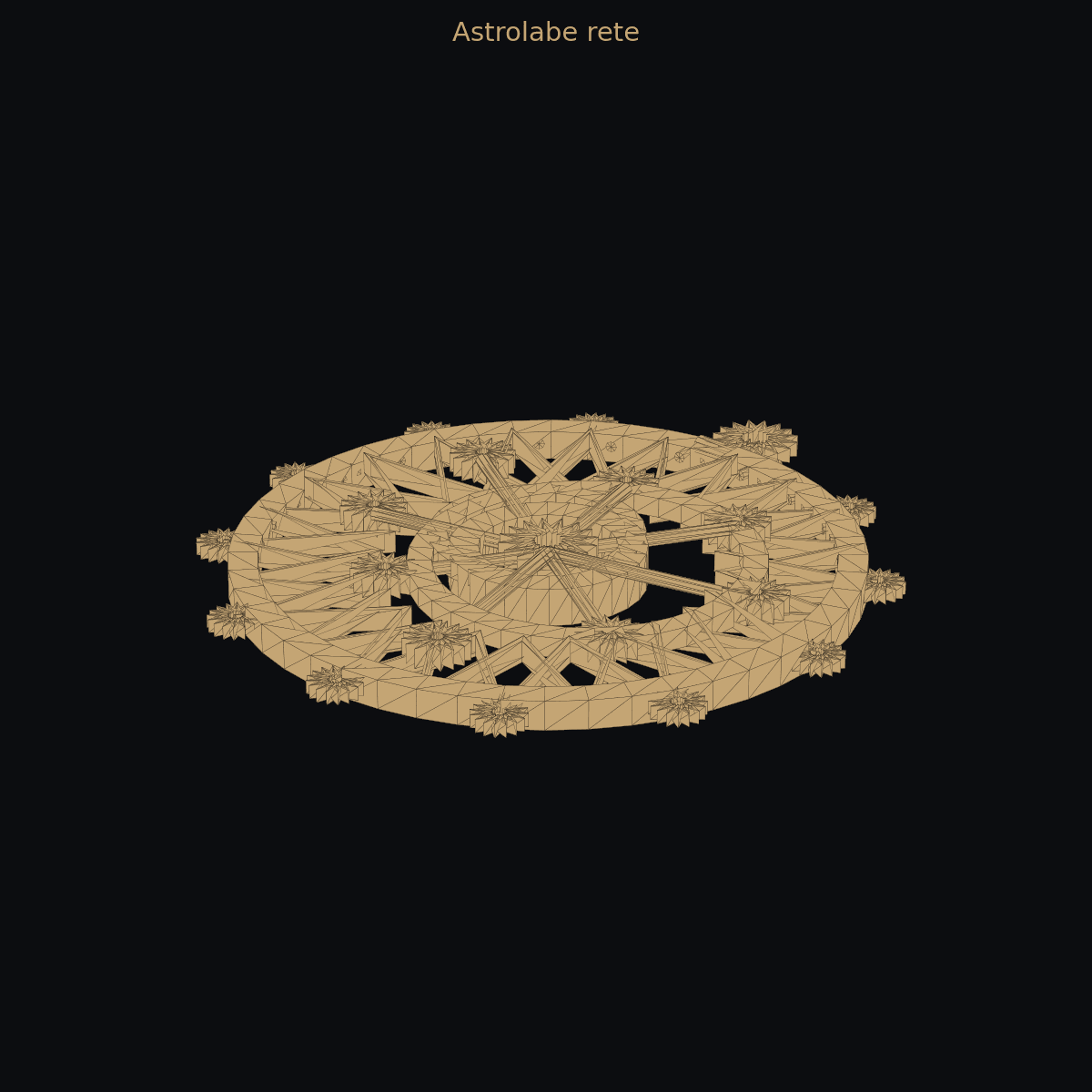 Astrolabe rete — 3D teaching plate (two-color)