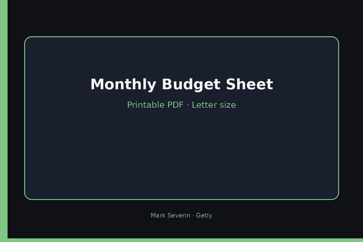 Monthly Budget Sheet — Printable PDF