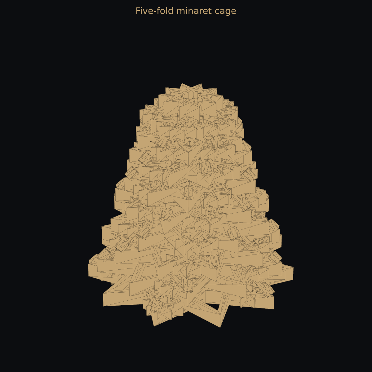 Five-fold minaret cage — 3D sculpture (two-color)