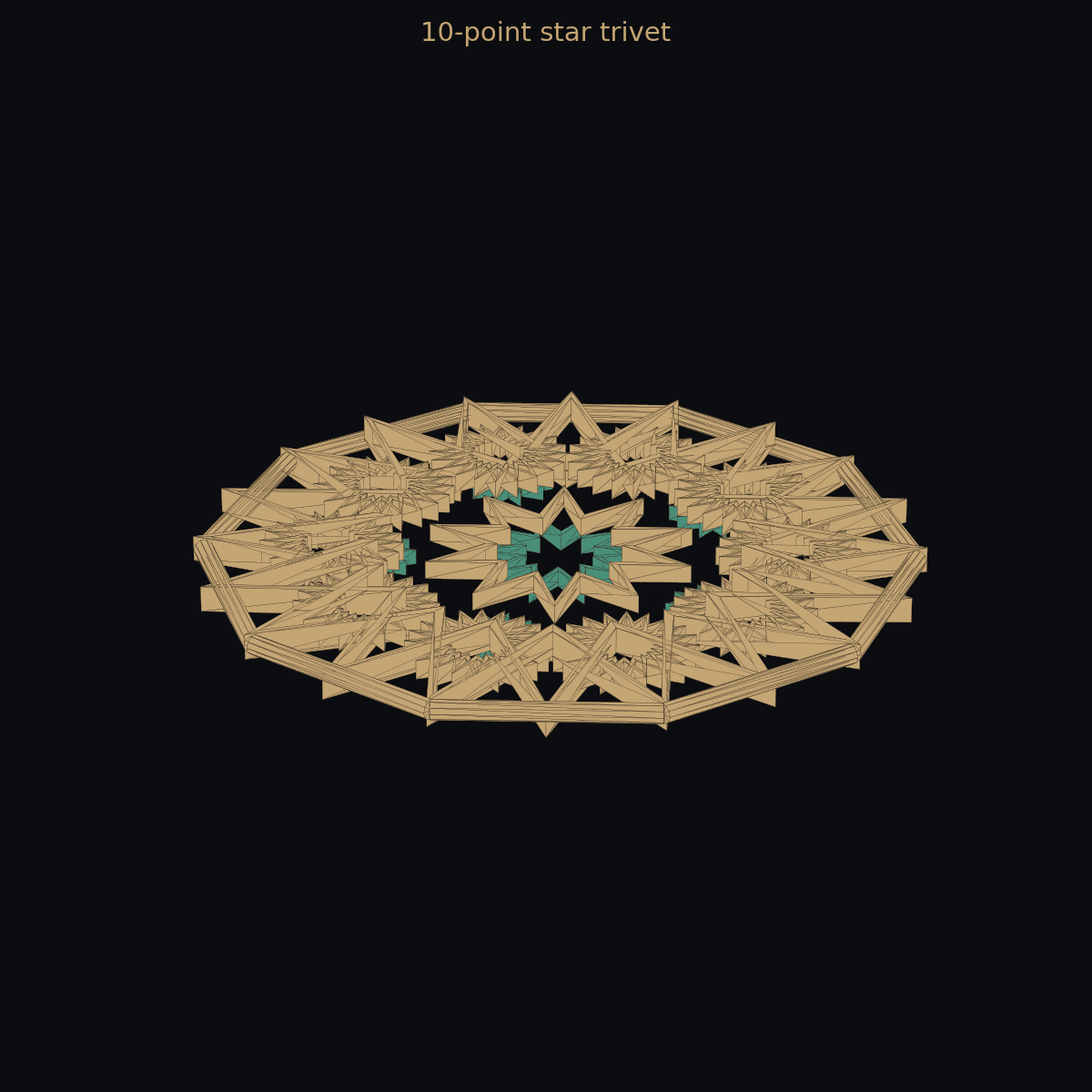 10-point star trivet — 3D print (two-color)