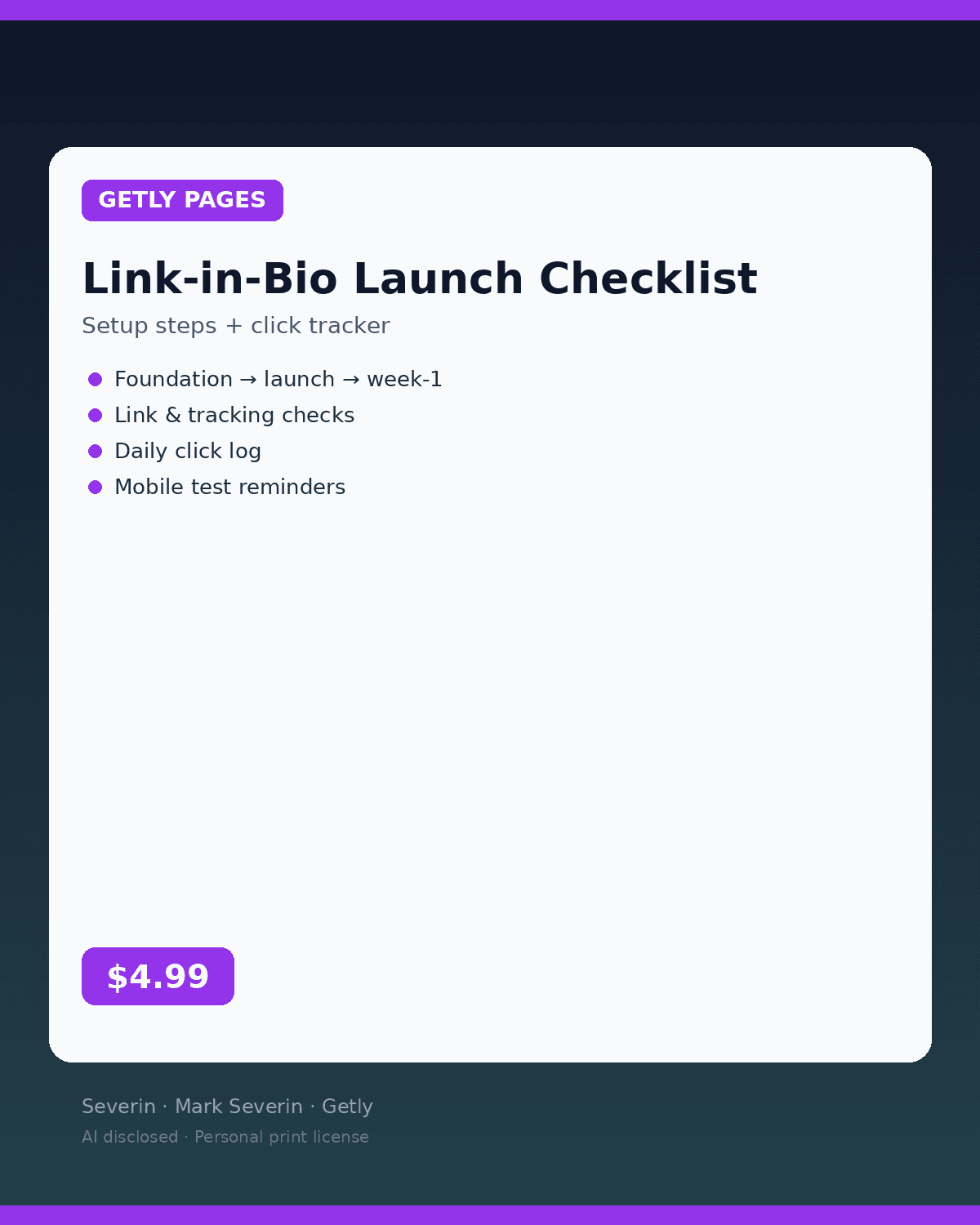 Link-in-Bio Launch Checklist (Printable)