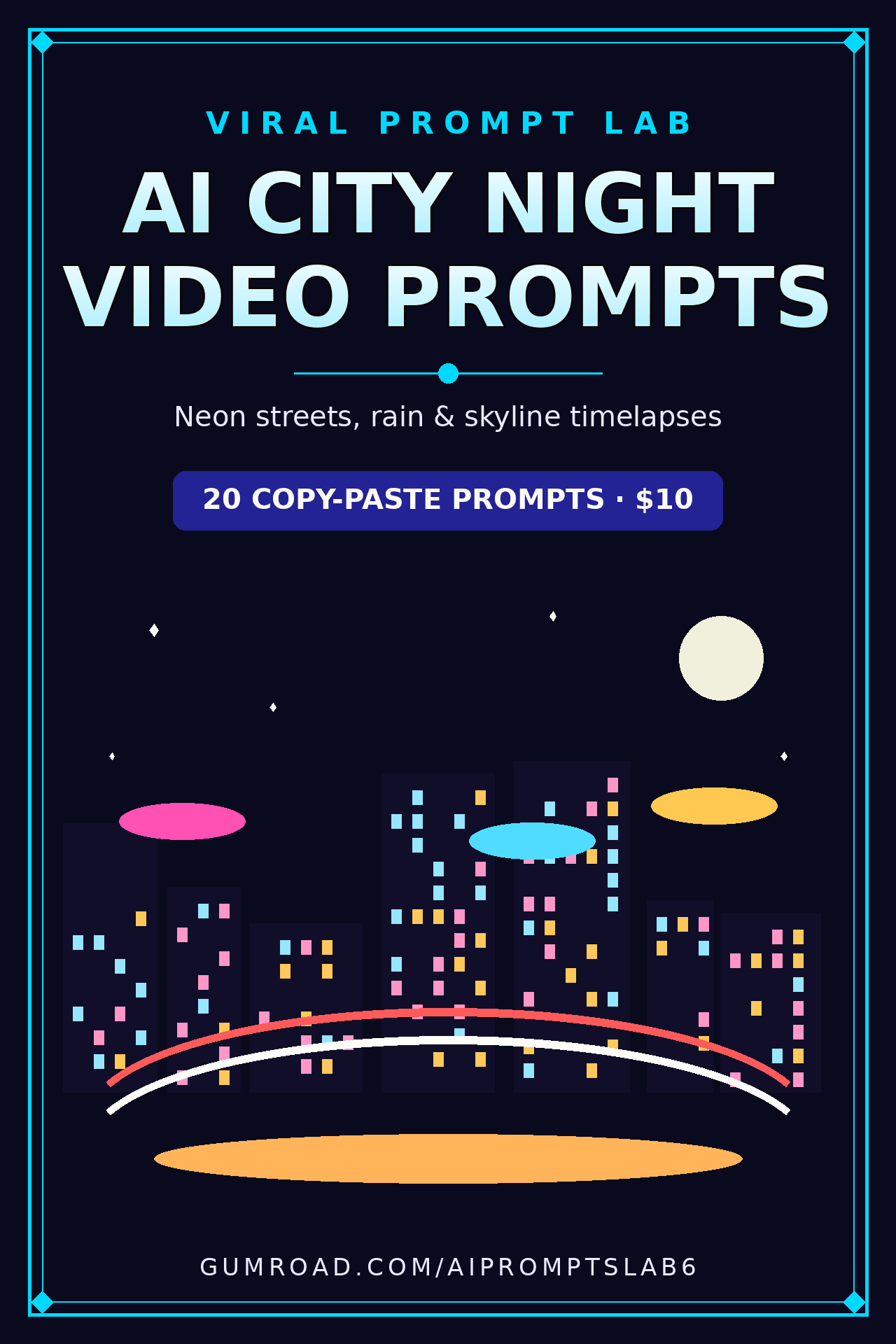 AI City Night Video Prompts: 20 Copy-Paste AI Video Prompts for 10-Second Neon R