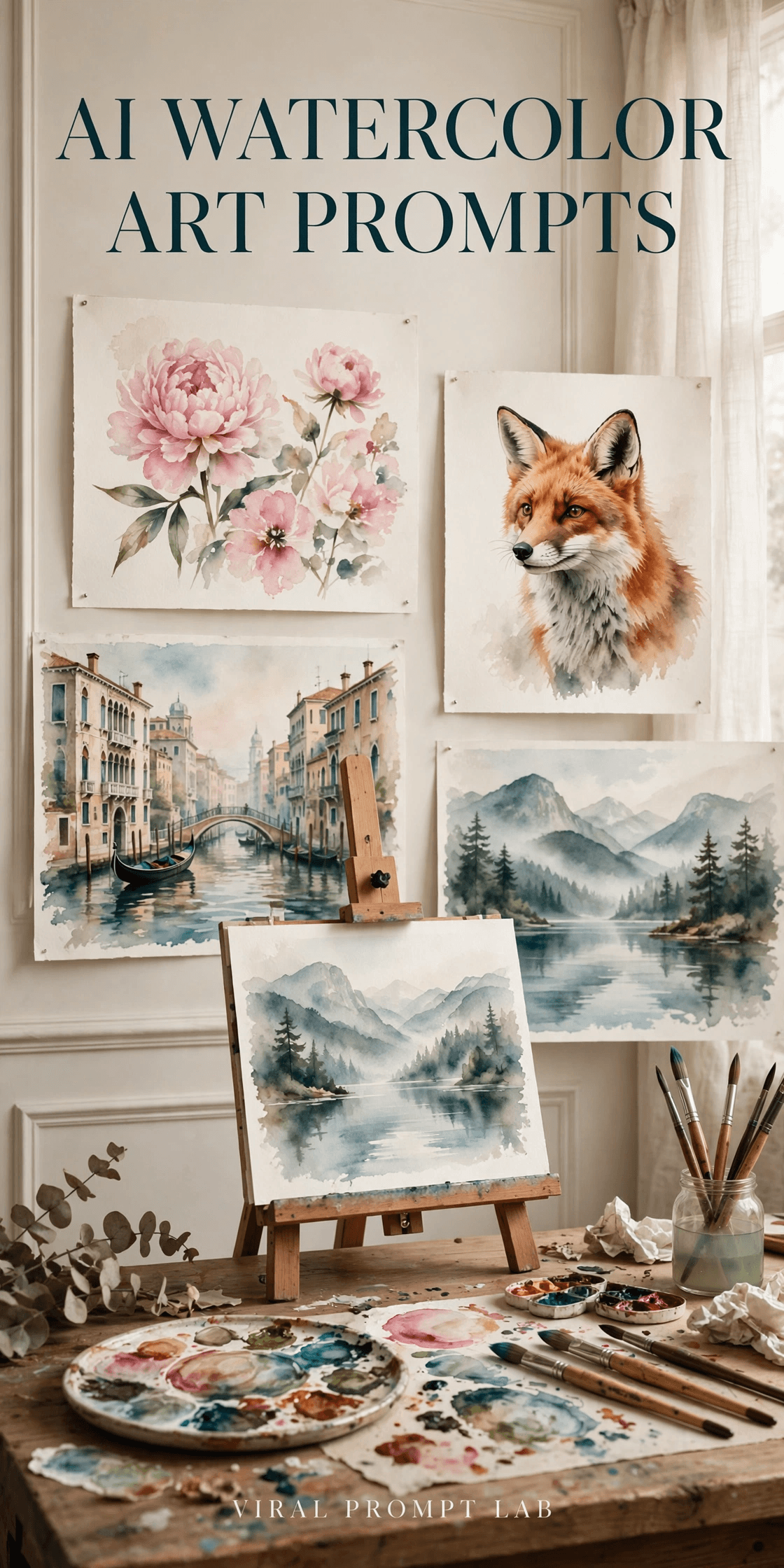 AI Watercolor Art Prompts: 20 Copy-Paste Prompts for Florals, Landscapes, Animal