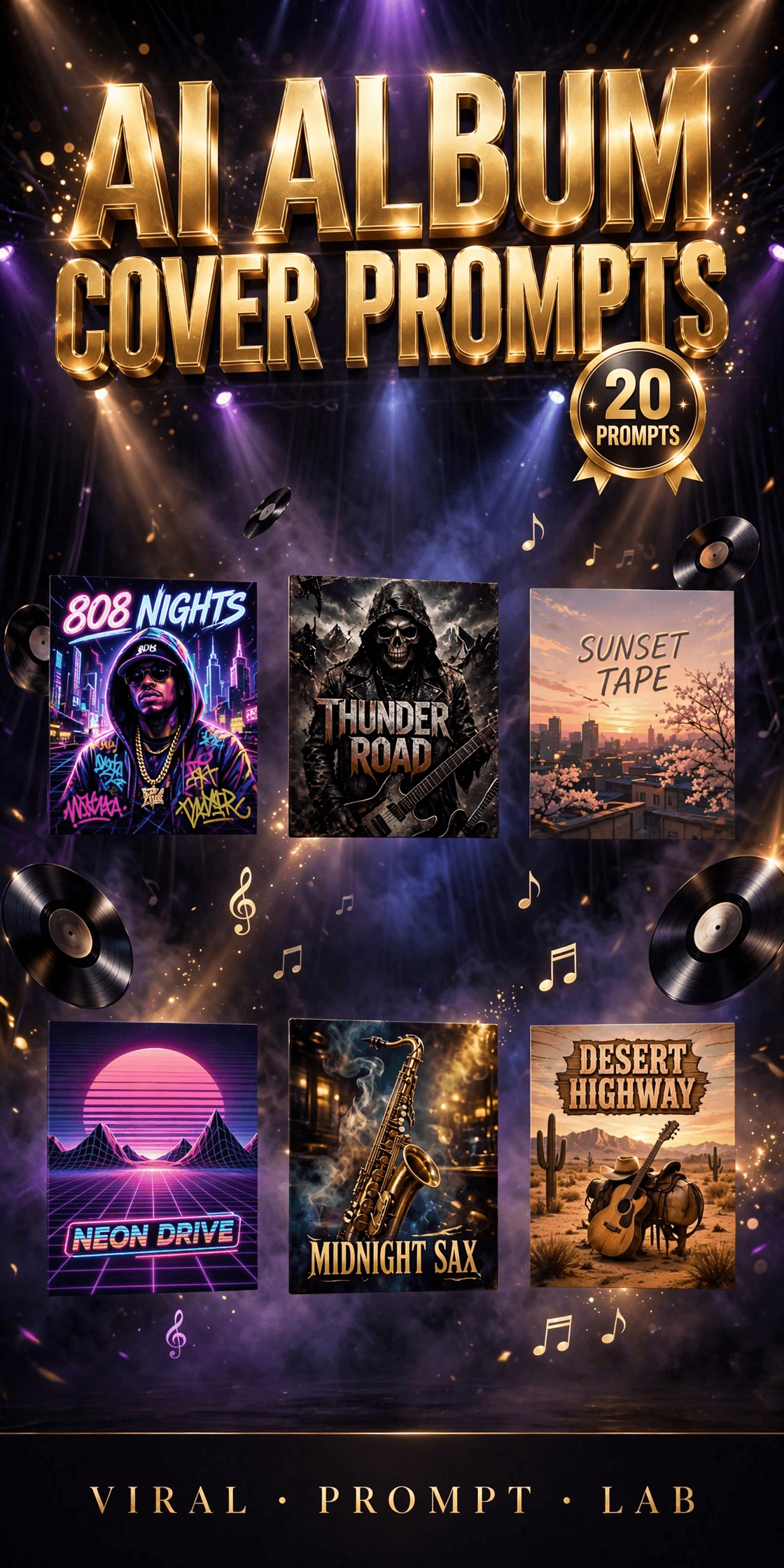 AI Album Cover Prompts: 20 Copy-Paste Prompts for Genre Album Art, Single Artwor
