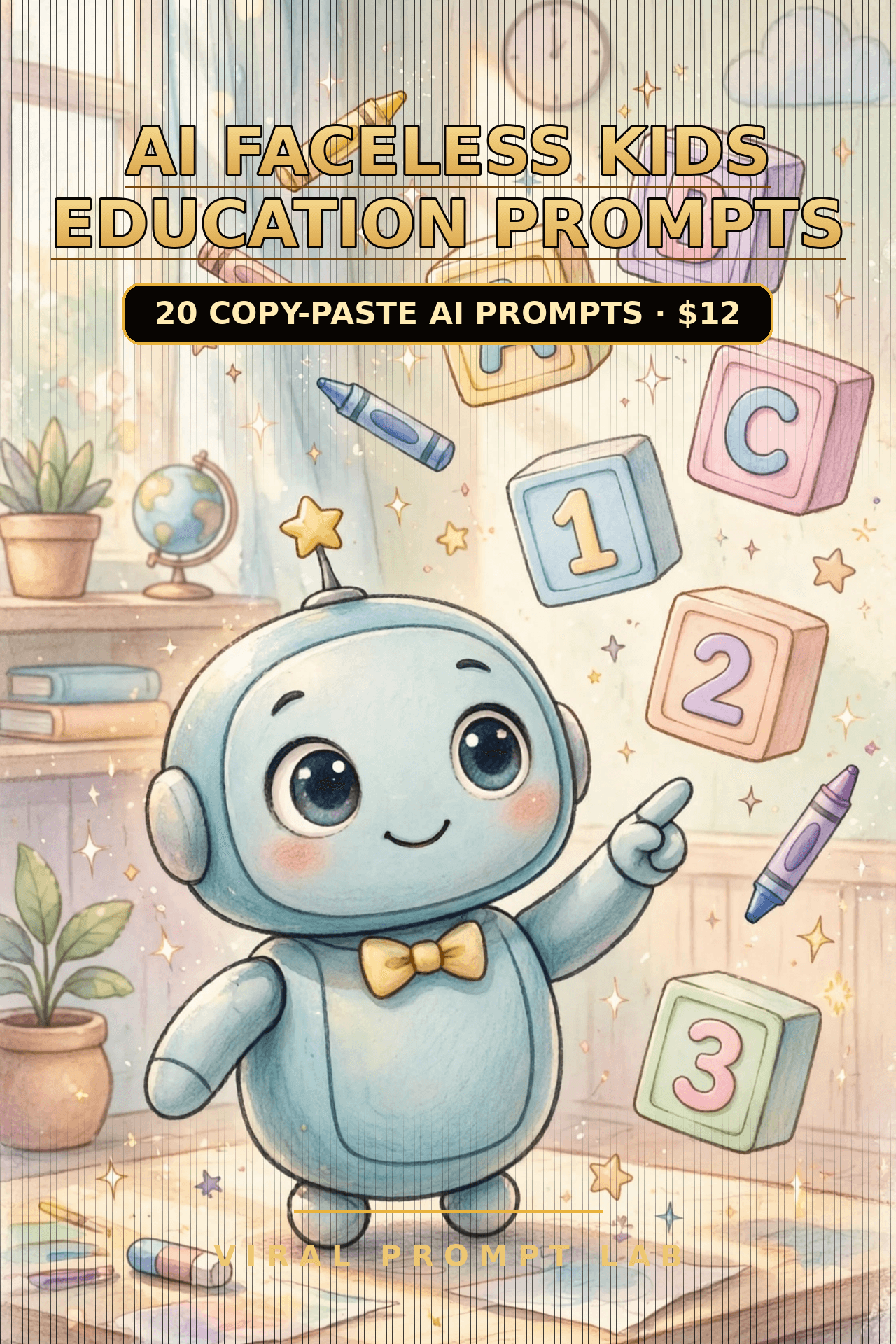 AI Faceless Kids Education Channel Prompts: 20 Copy-Paste AI Video Prompts for A