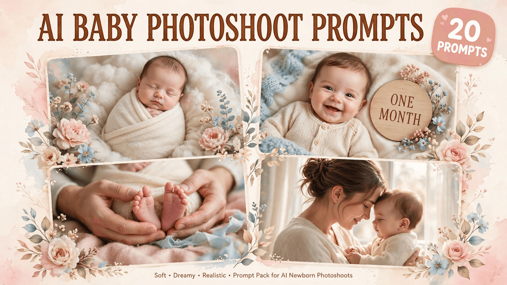 AI Baby Photoshoot Prompts: 20 Copy-Paste Prompts for Newborn Portraits, Milesto
