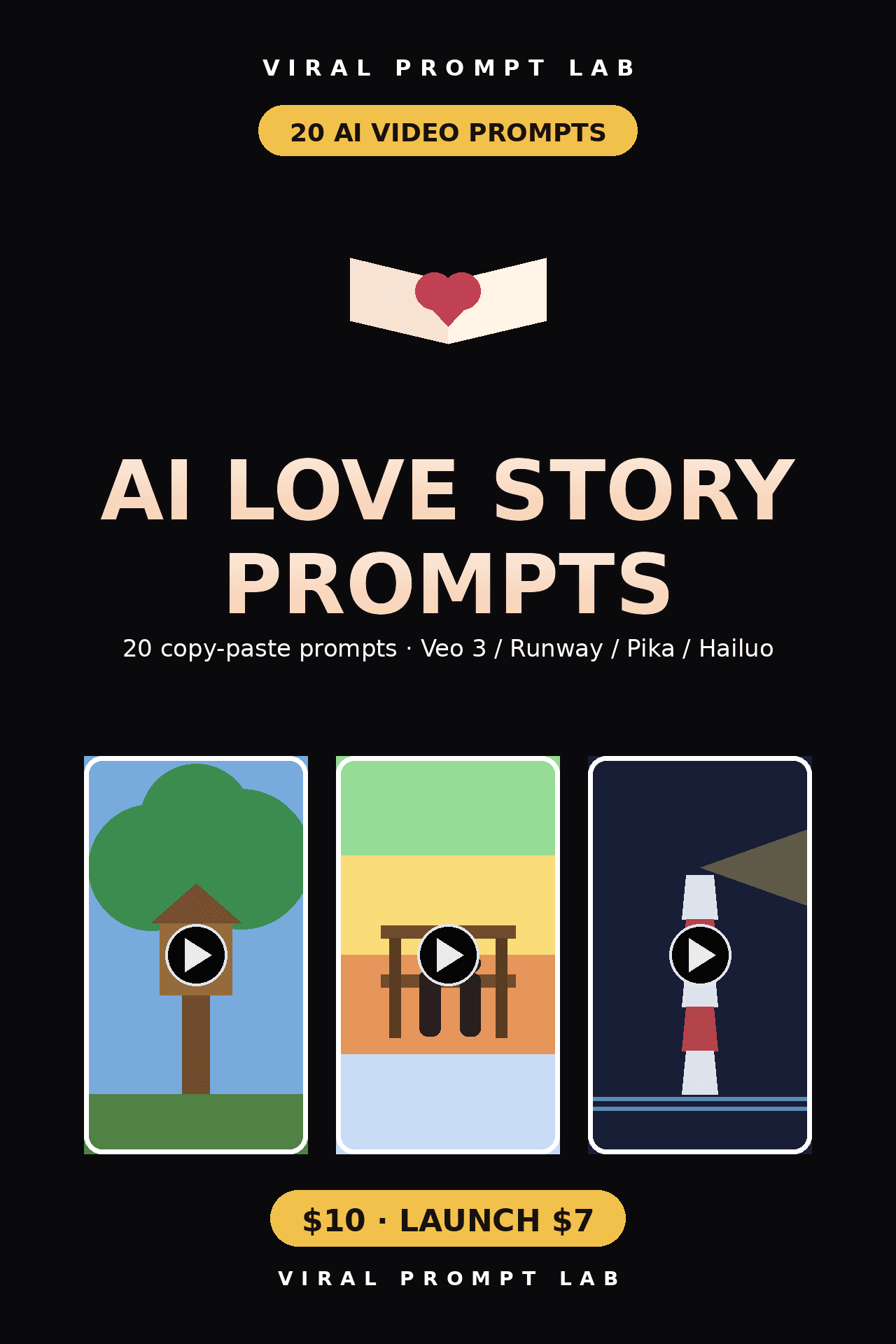 AI Love Story Prompts: 20 Copy-Paste Prompts for Complete 10-Second Love Stories