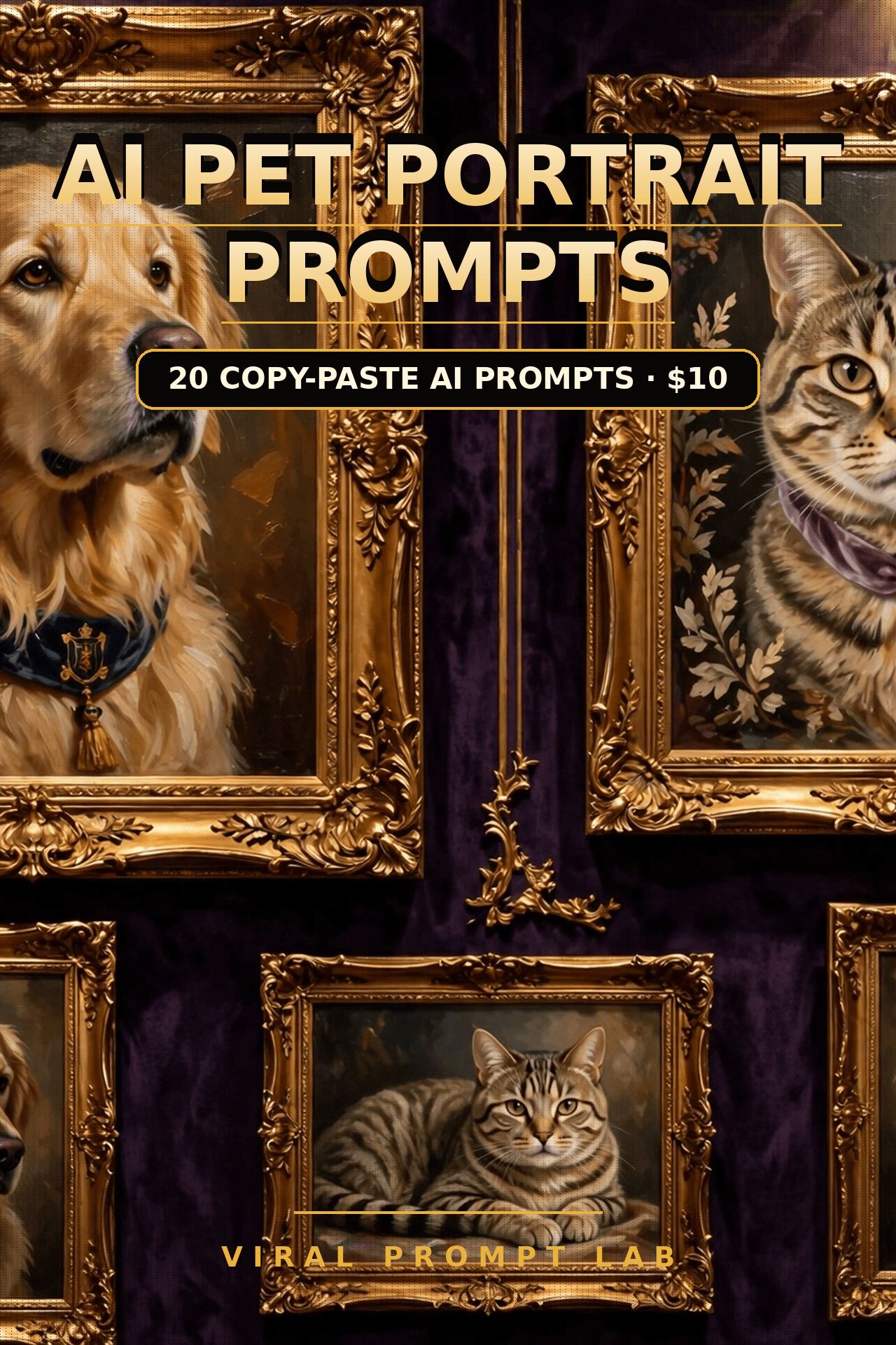 AI Pet Portrait Prompt Pack: 20 Copy-Paste Prompts for Royal, Studio & Seasonal
