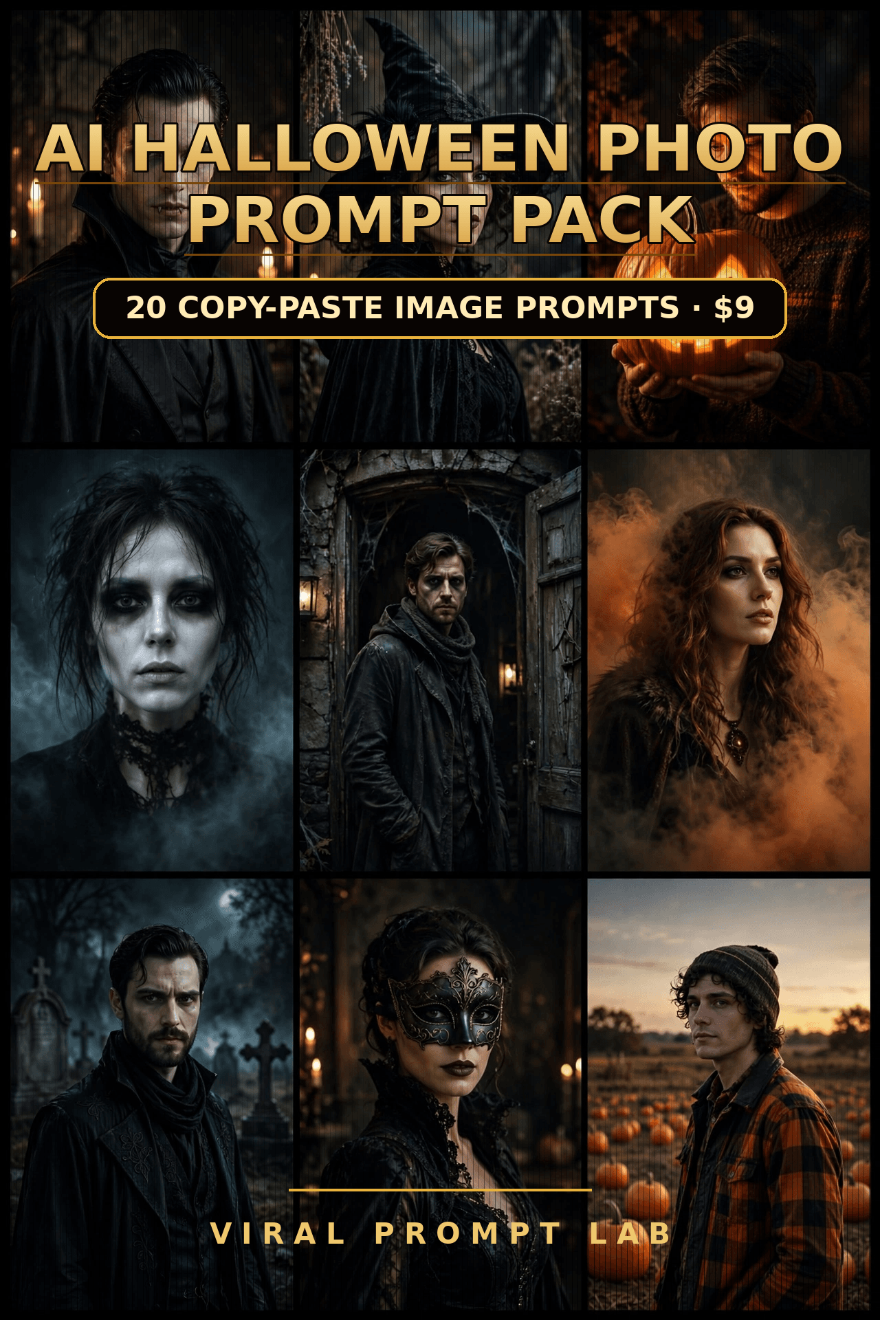 The AI Halloween Photo Prompt Pack: 20 Copy-Paste Prompts for Spooky Portraits &