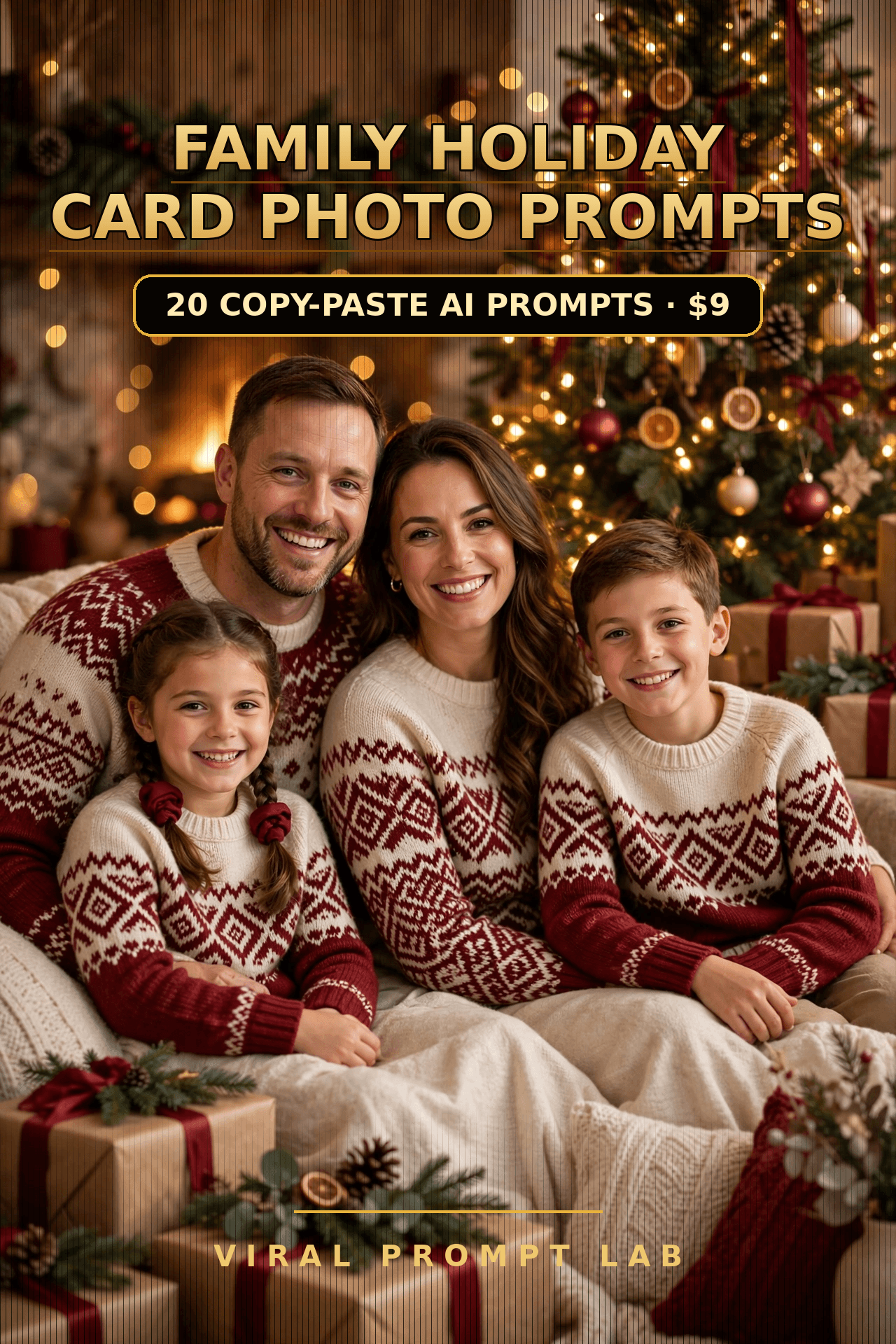 Family Holiday Card Photo Prompts: 20 Copy-Paste AI Prompts for Matching-Outfit