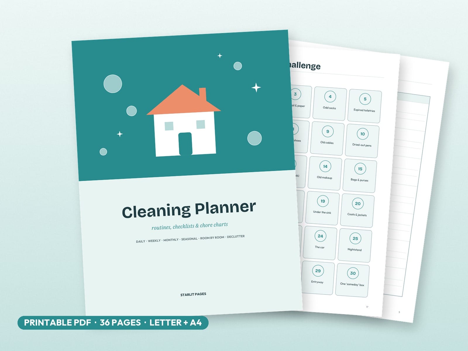 Cleaning Planner Printable: Cleaning Schedule, Checklists, Chore Chart, PDF
