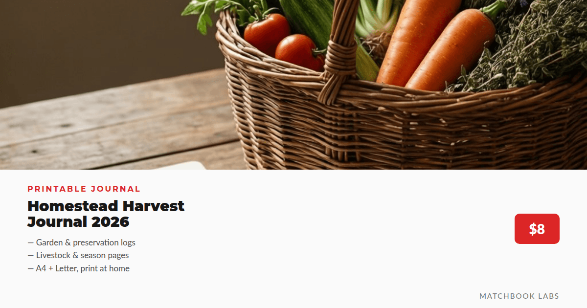Homestead Harvest Journal 2026 — Printable Planner (Garden, Preservation, Budget)