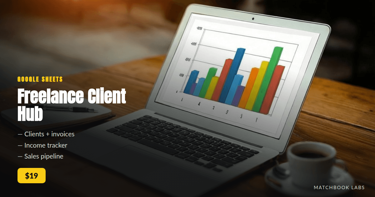 Freelance Client Hub for Google Sheets - Clients, Invoices, Income, Pipeline Tracker