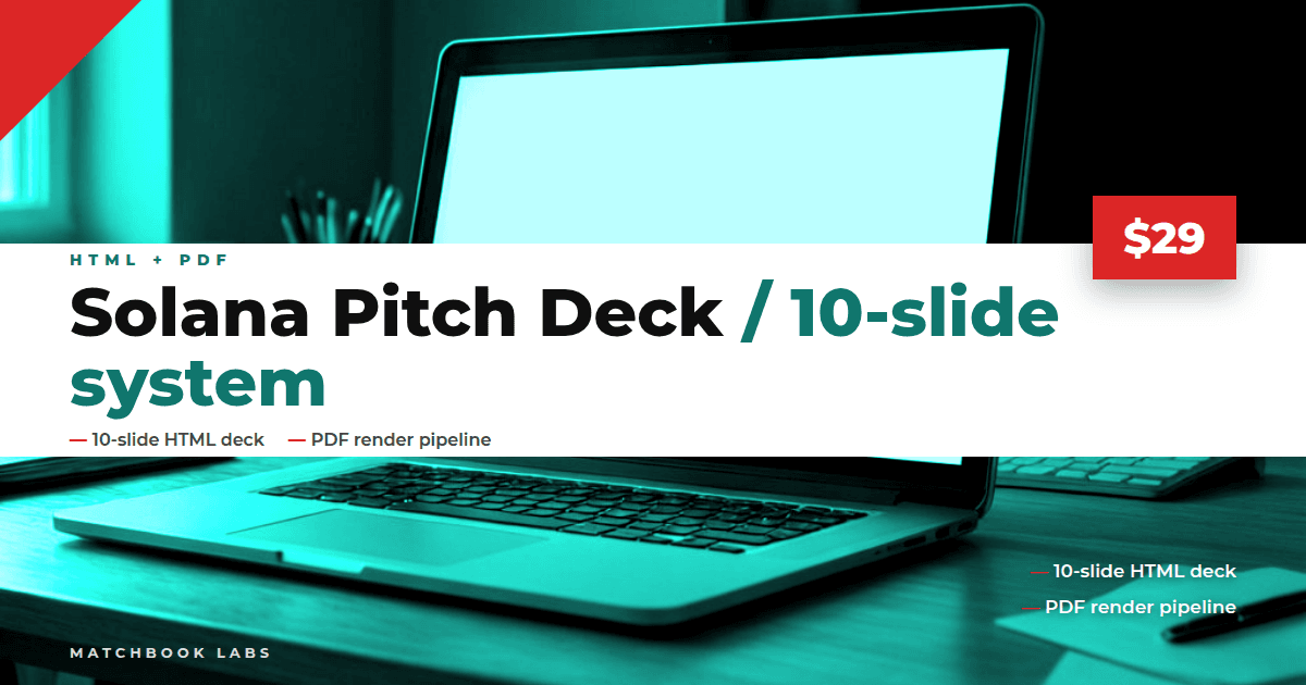 Solana Pitch Deck System - 10-Slide HTML Deck + PDF Render Pipeline
