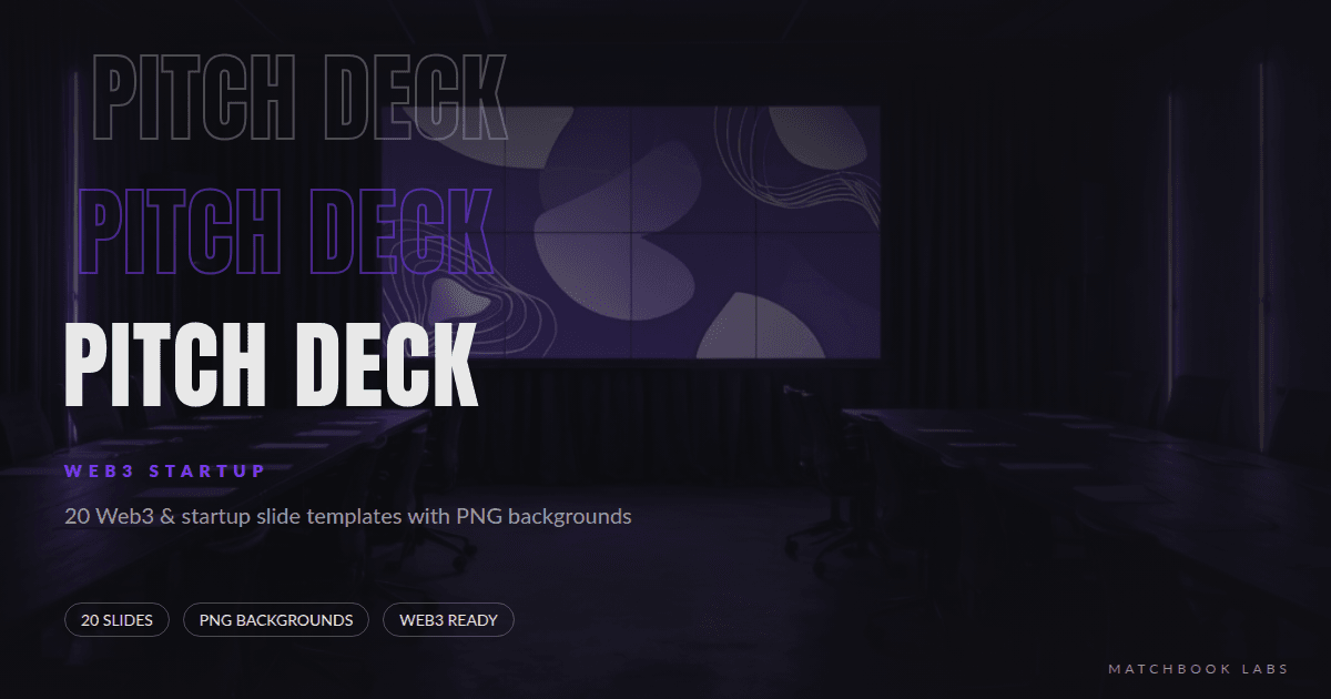 Pitch Deck Slide Pack: 20 Web3 & Startup Slide Templates (PNG Backgrounds)