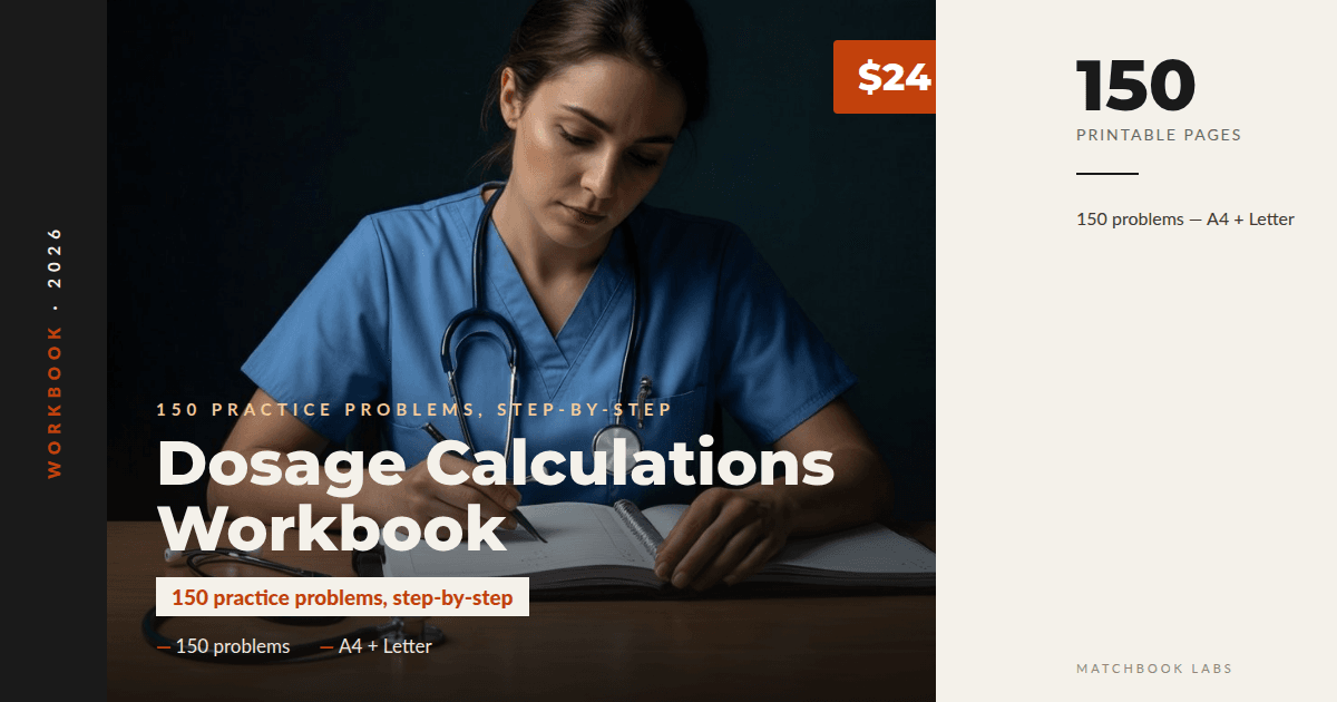 Dosage Calculations Workbook: 150 Practice Problems with Step-by-Step Solutions (PDF, A4 + Letter)