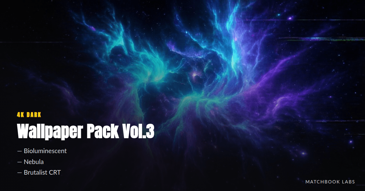 Wallpaper Pack Vol.3 — 20 New 4K Dark AI Walls (Bioluminescent, Nebula, Brutalist, CRT)