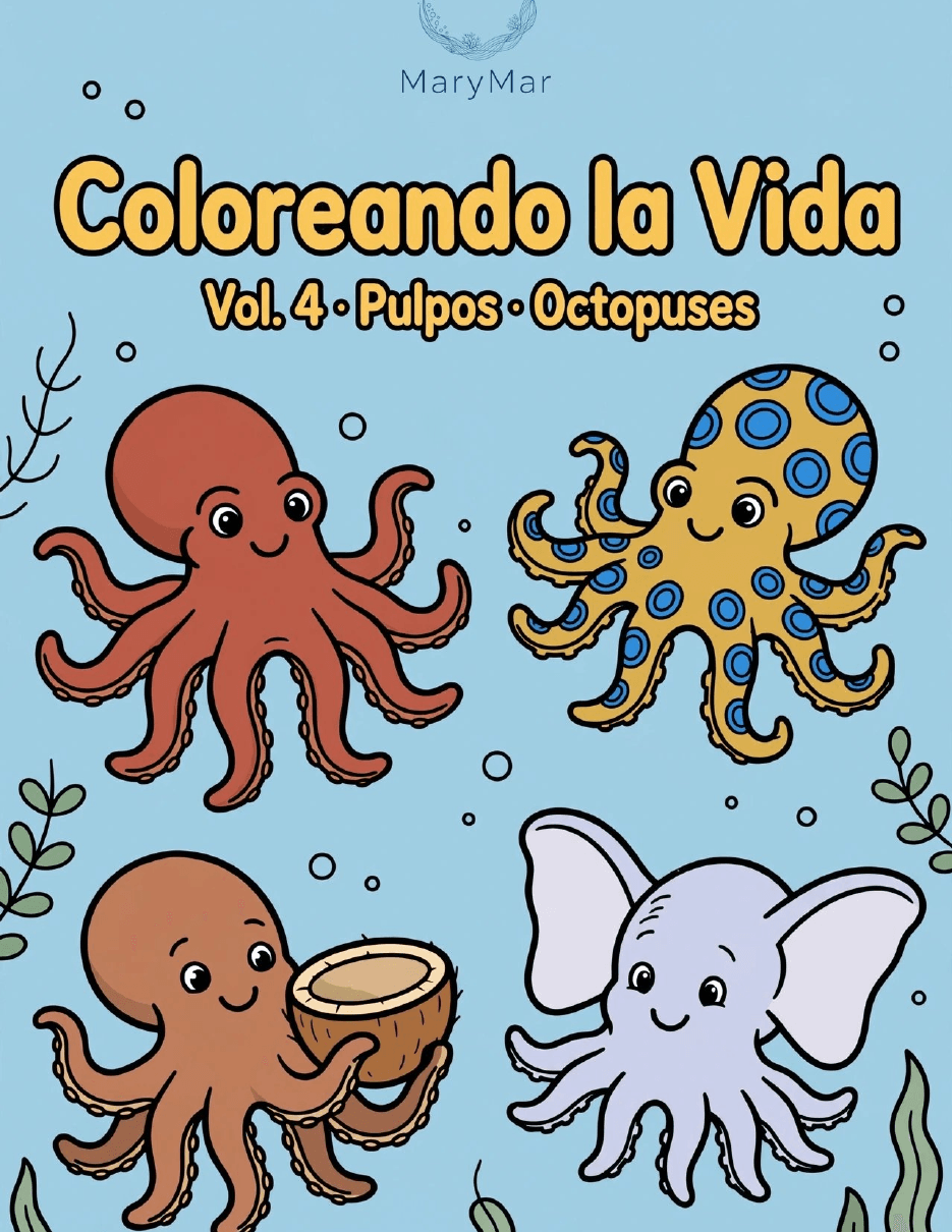 Coloreando la Vida Vol. 4: Pulpos — Bilingual Coloring Book for Kids - preview 1