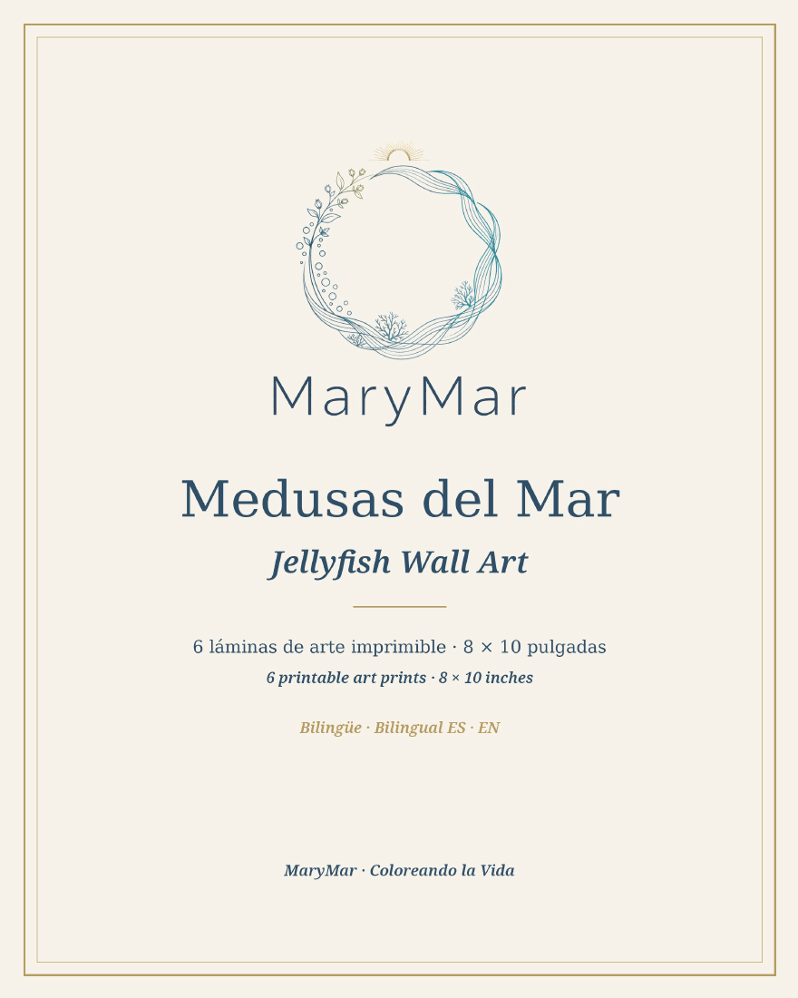 Jellyfish Wall Art — 6 Printable Prints (Bilingual EN/ES) - preview 1