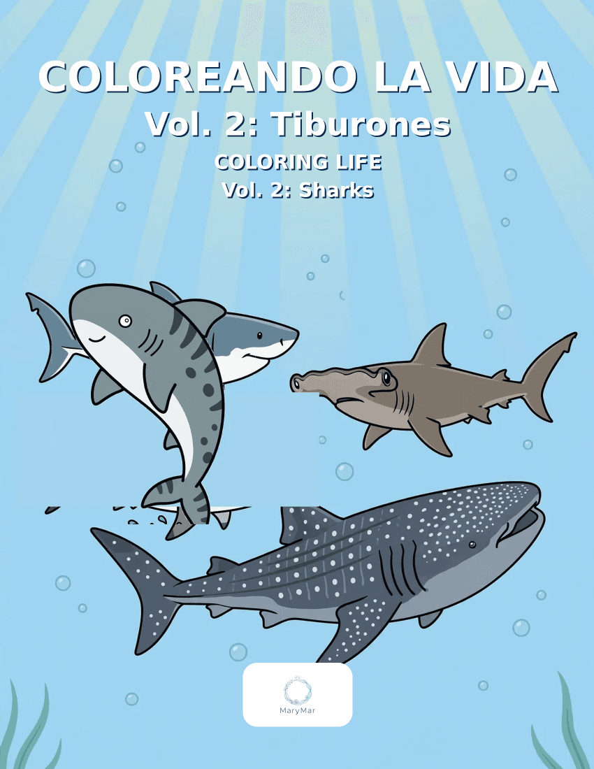 Coloreando la Vida Vol. 2: Tiburones — Bilingual Coloring Book for Kids - preview 1