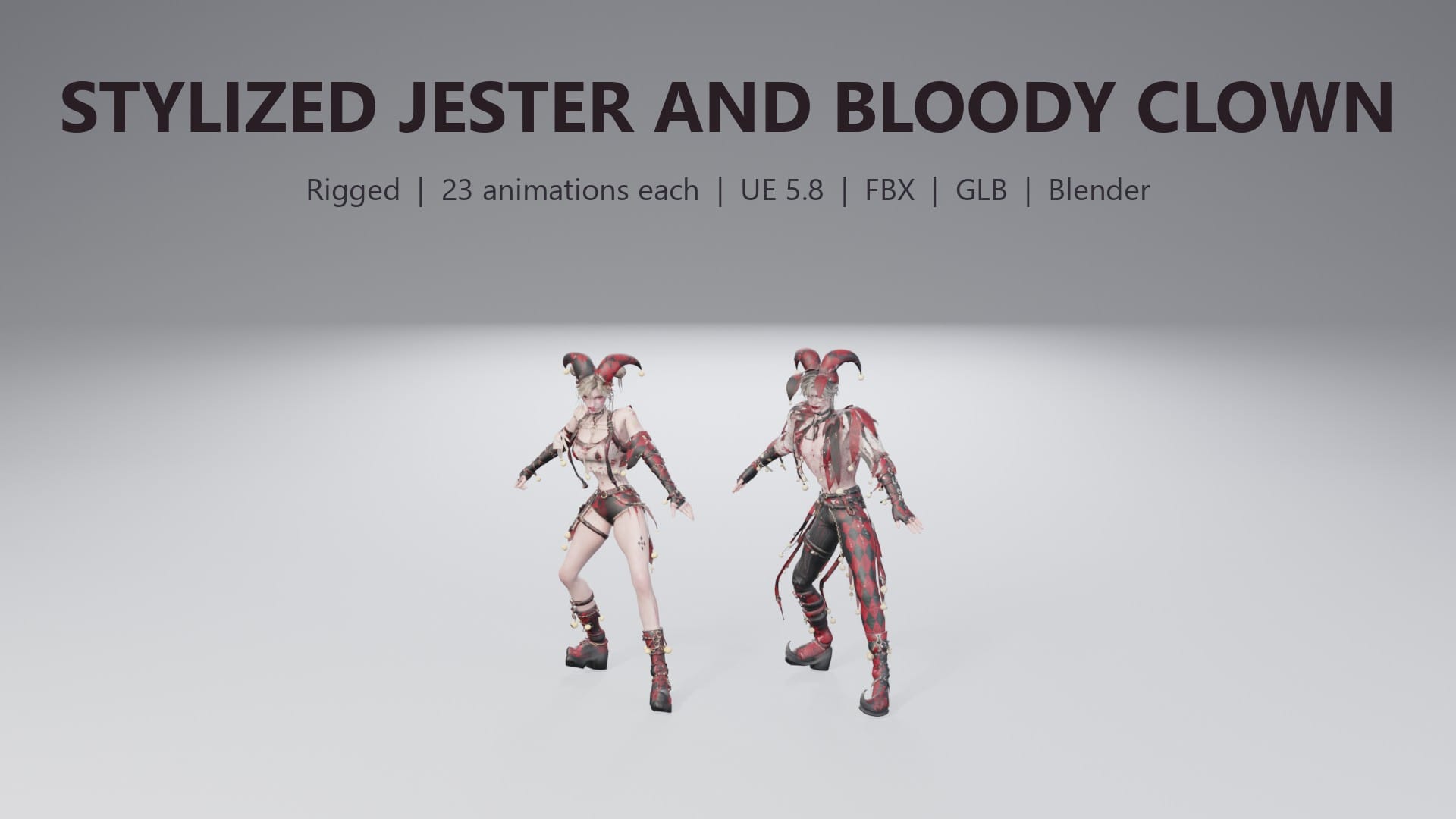 Stylized Jester and Bloody Clown - thumbnail