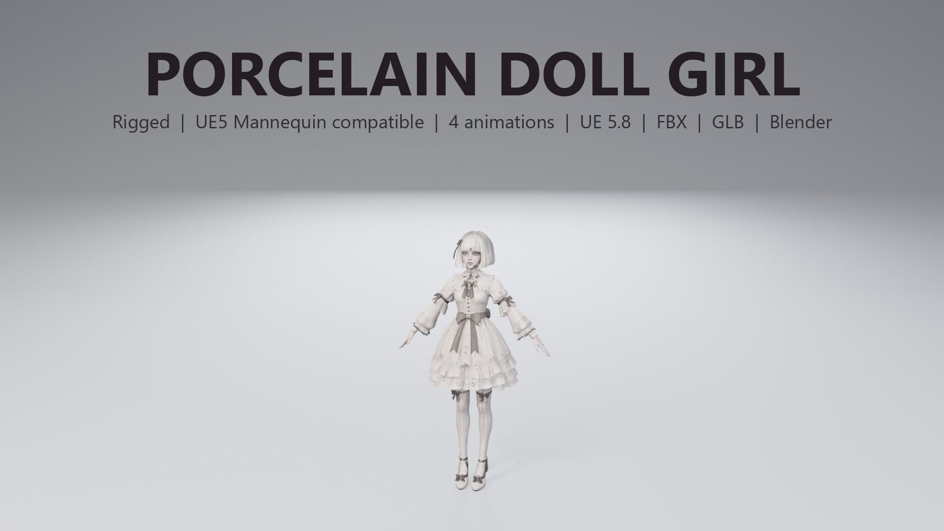 Stylized Porcelain Doll Girl - thumbnail