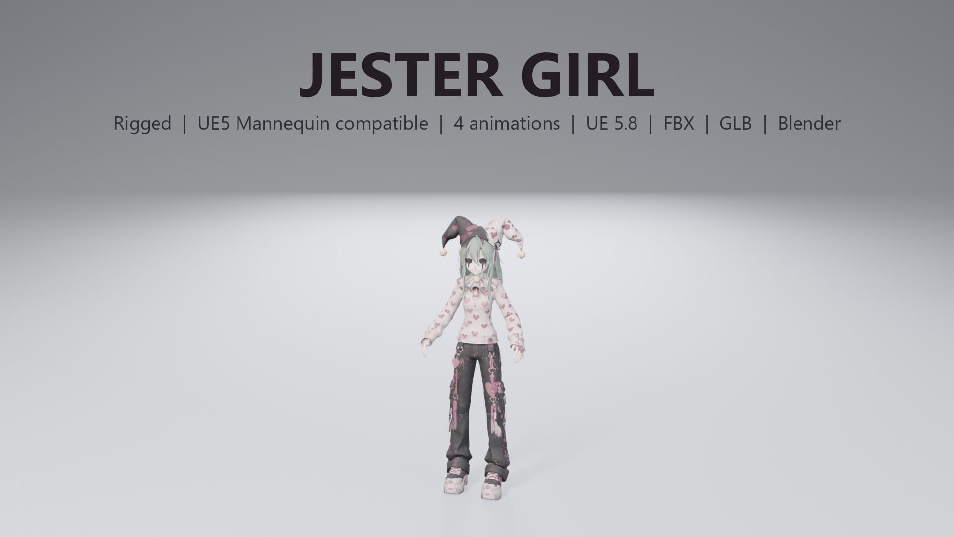 Stylized Pastel Jester Girl - thumbnail