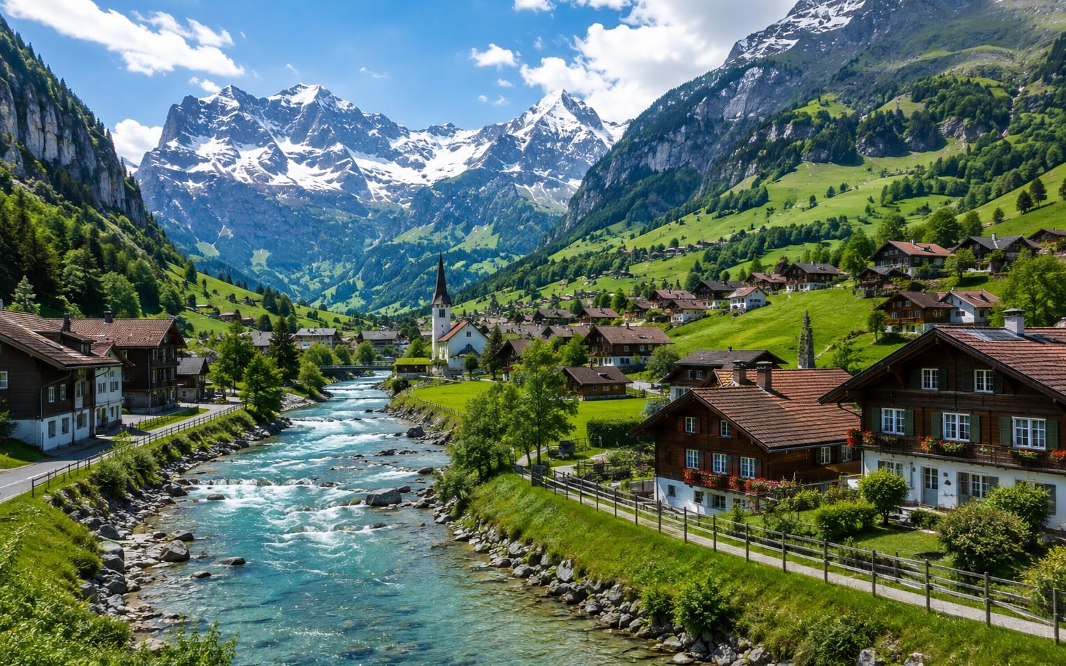 Beautiful Mountain Village Landscape