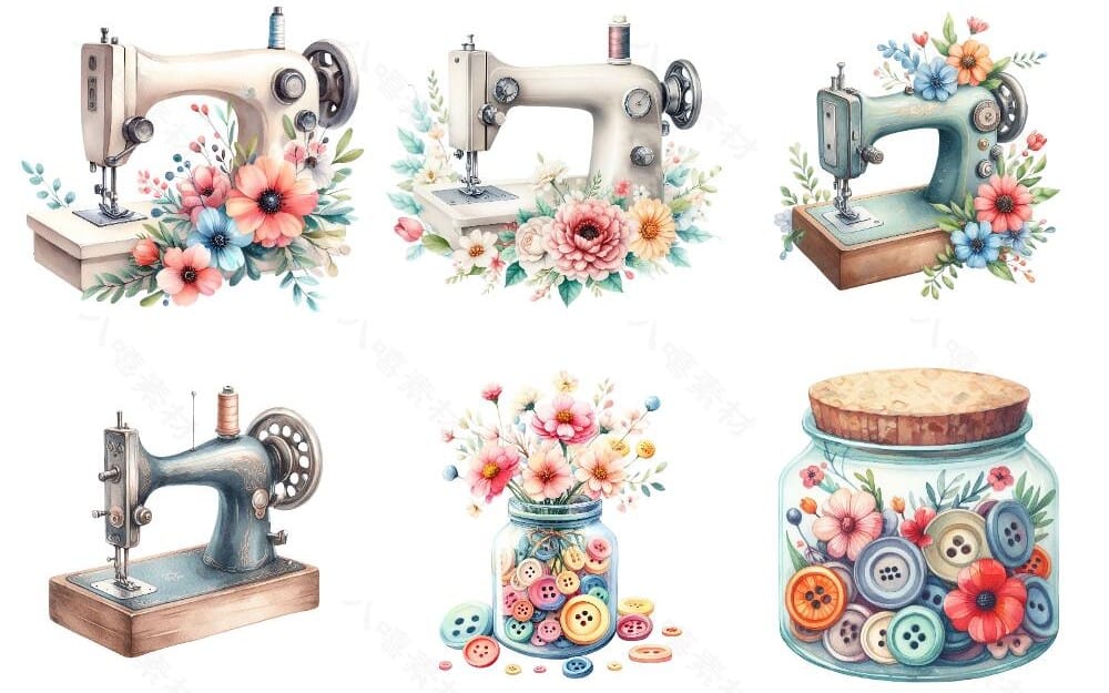 41 Vintage Sewing Scrapbook PNG Elements β Full Bundle