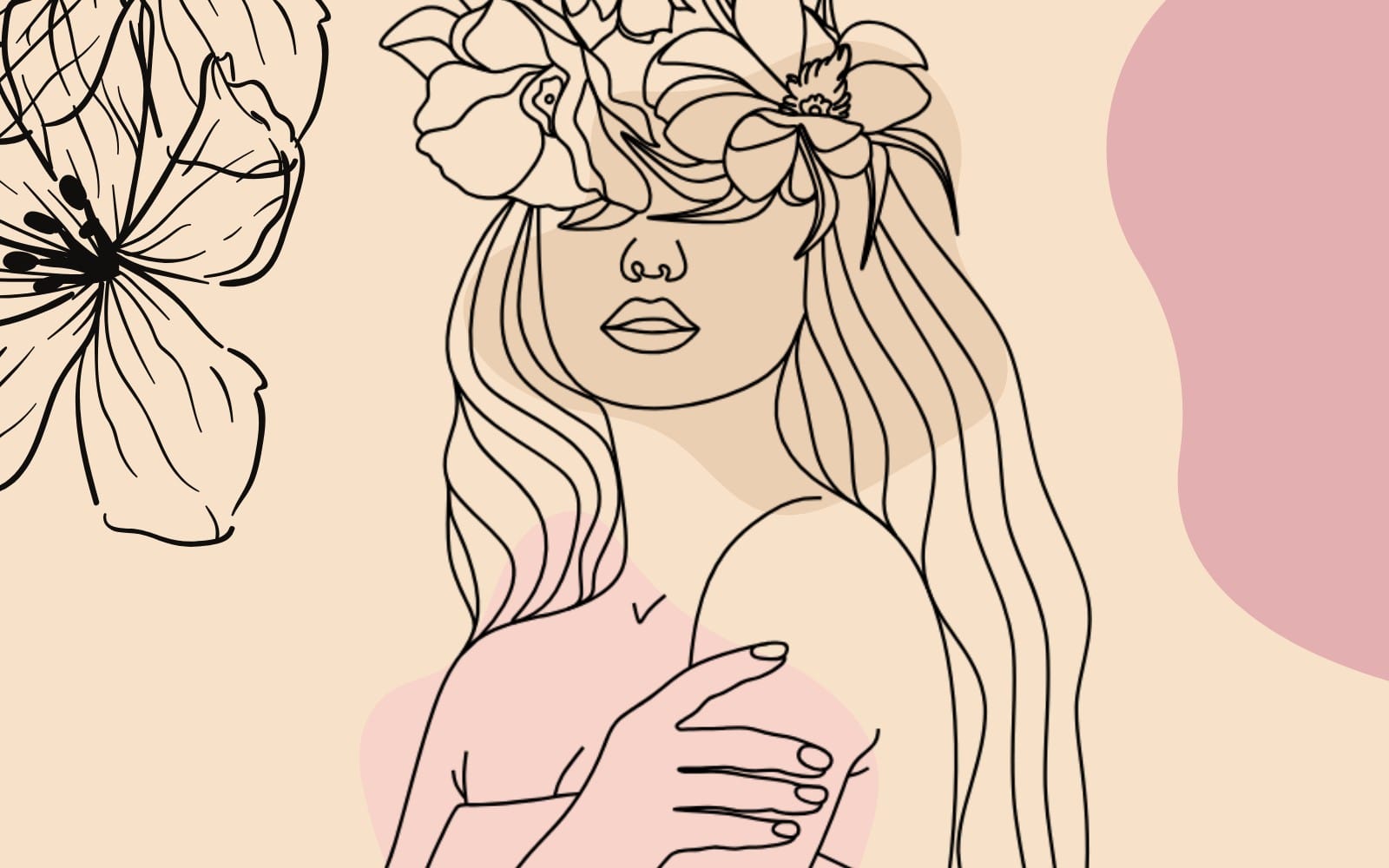 Floral Muse Line Art Print