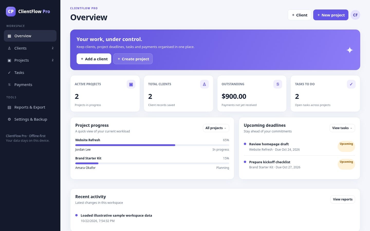 ClientFlow Pro: Client & Project Manager