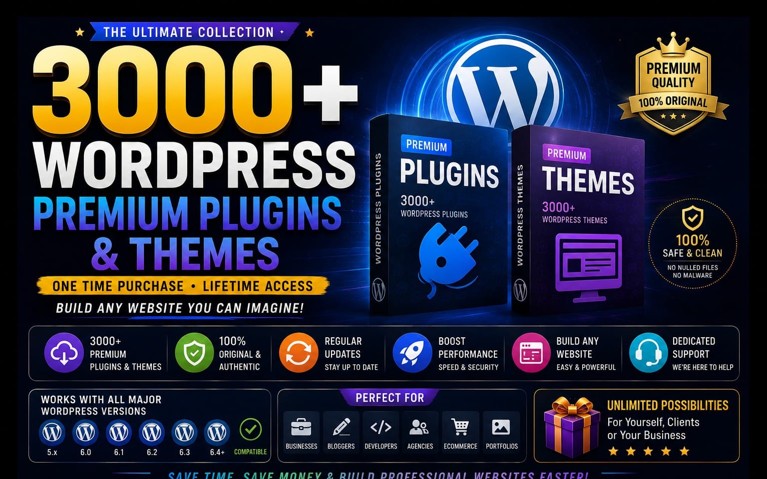 3000+ Premium WordPress Plugins & Themes Bundle | Website, WooCommerce, Elementor & Business Templates