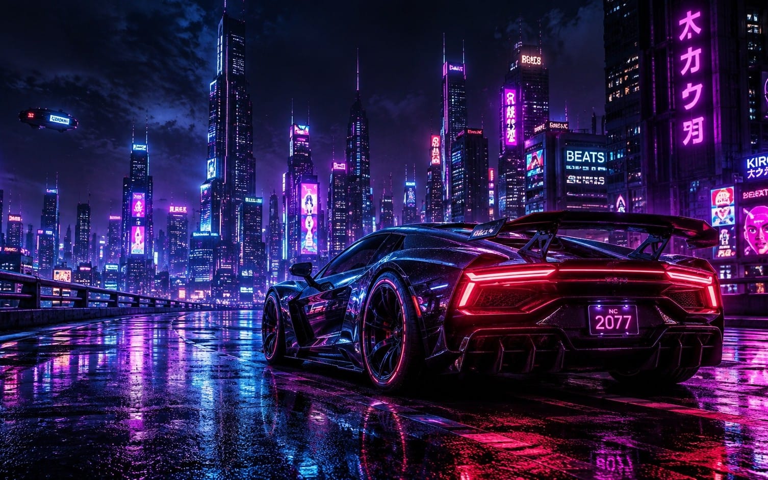 Cyberpunk Supercar – Neon Night Cinematic Wallpaper