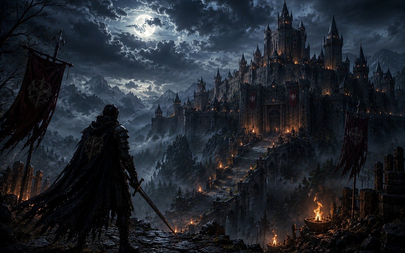 Dark Medieval Castle – Epic Fantasy Wallpaper