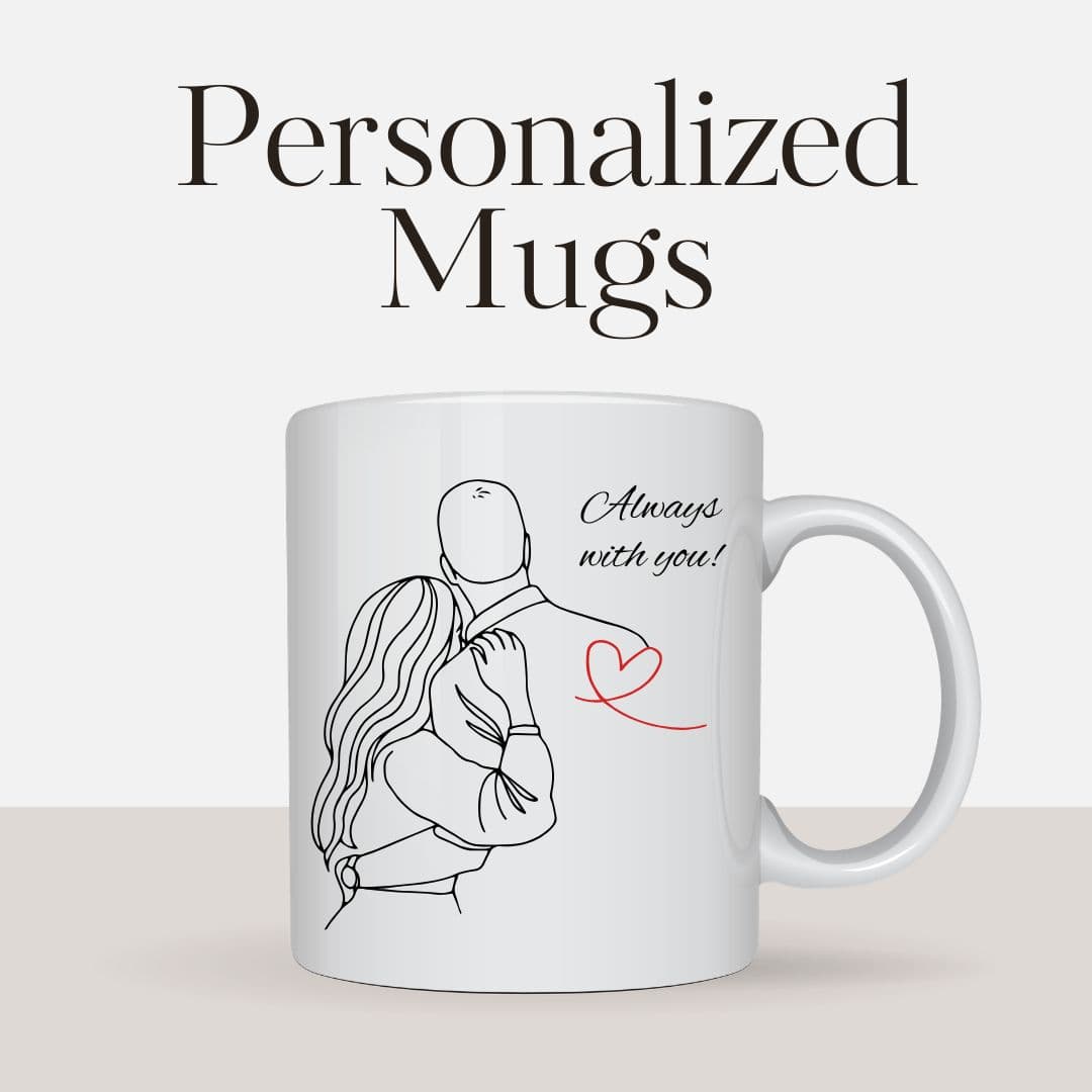 Always With You – Minimalist Couple Line Art with Heart