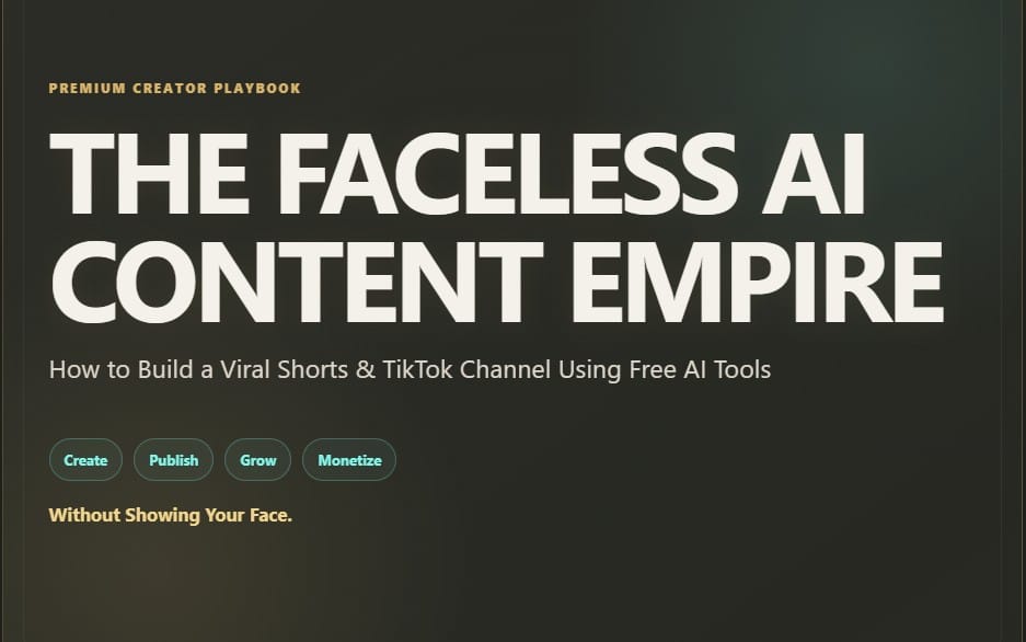 The Faceless AI Content Empire: Build a Viral Shorts & TikTok Channel Using Free AI Tools (Premium Web-Book)