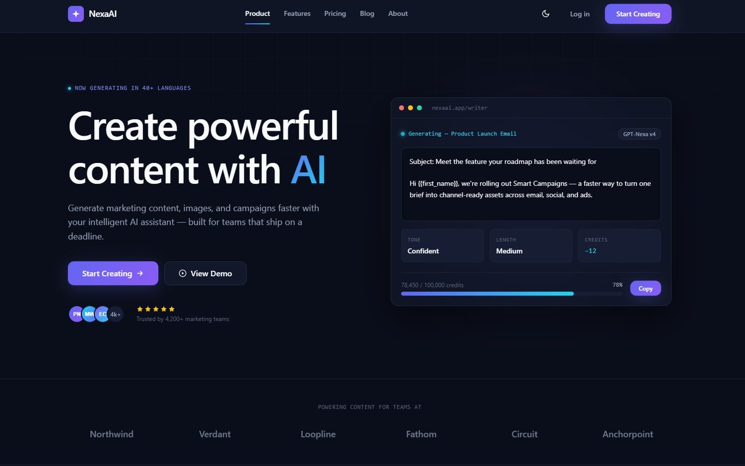 NexaAI – AI Content Creation SaaS Kit (HTML + Tailwind CSS)