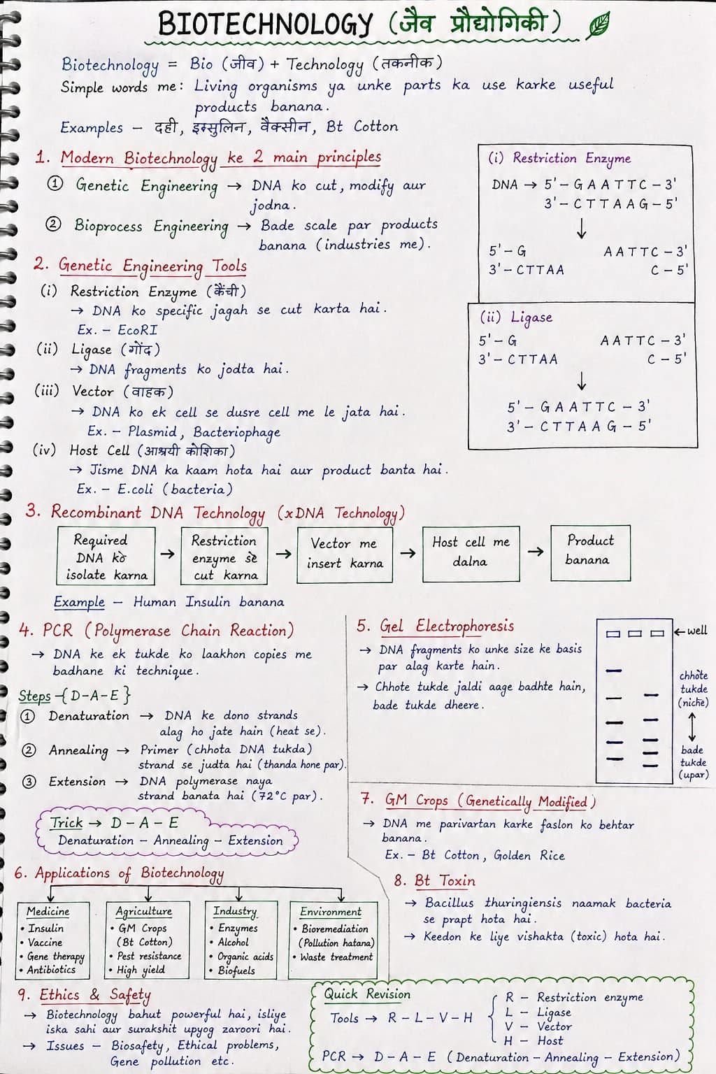 Handwritten notes of biotechnology