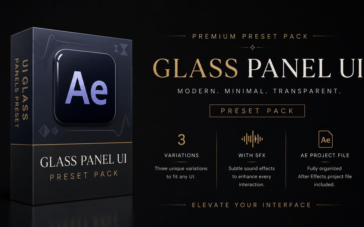 Premium Glass UI Panels After Effects Preset