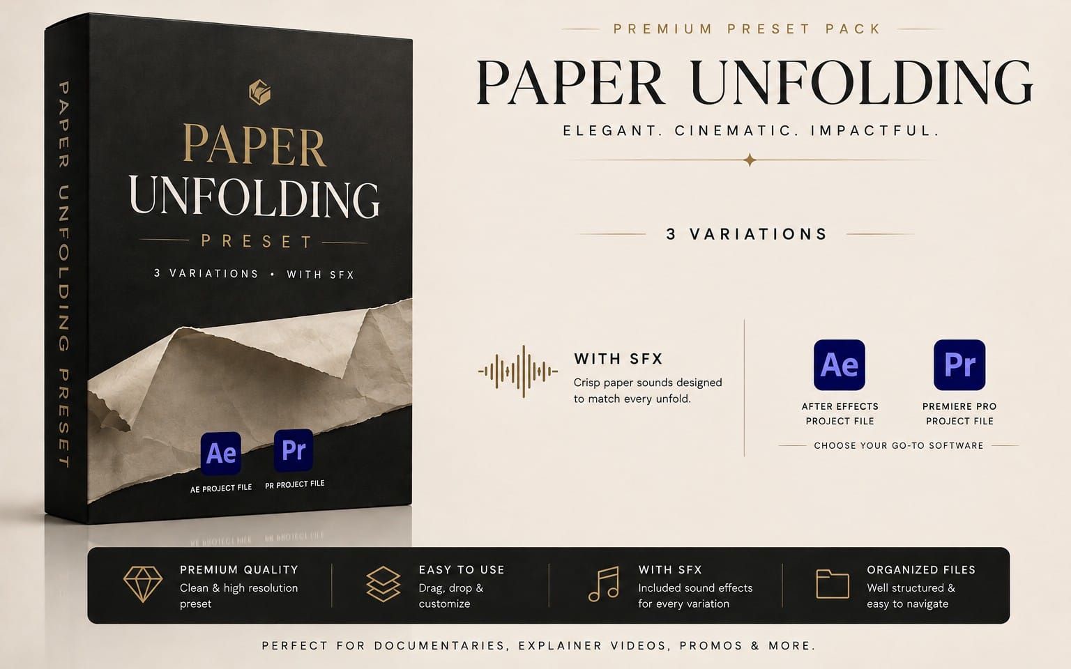 Paper Unfold Preset with SFX for Premiere/After Effects!