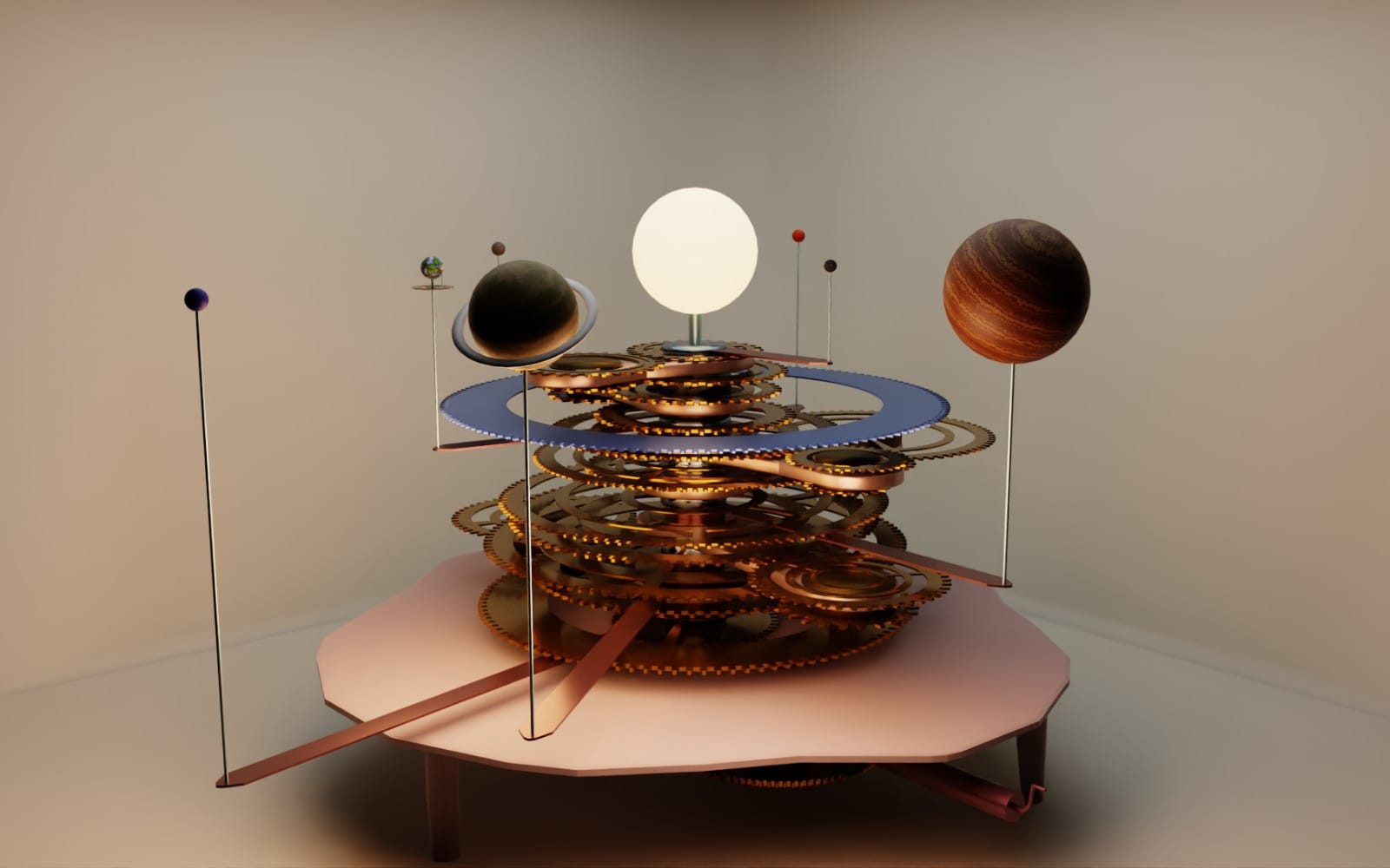 Animated Mechanical Orrery 3D Model