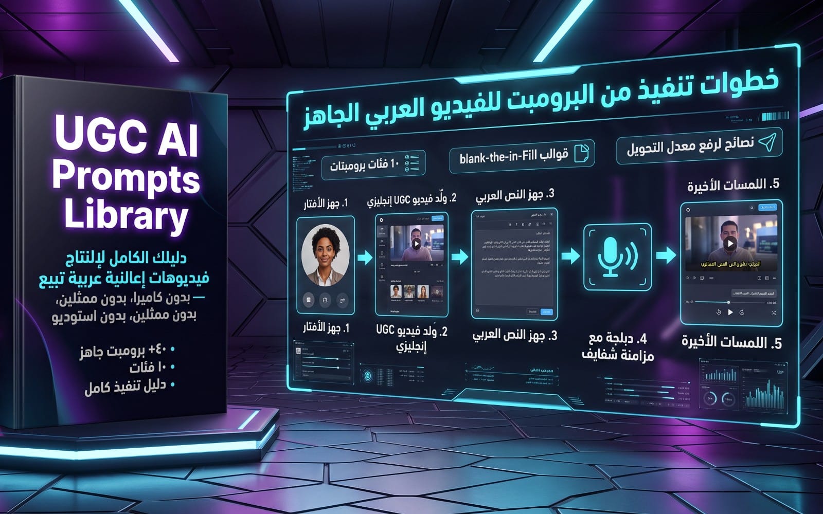 مكتبة برومبتات UGC بالذكاء الاصطناعي — 40+ برومبت جاهز