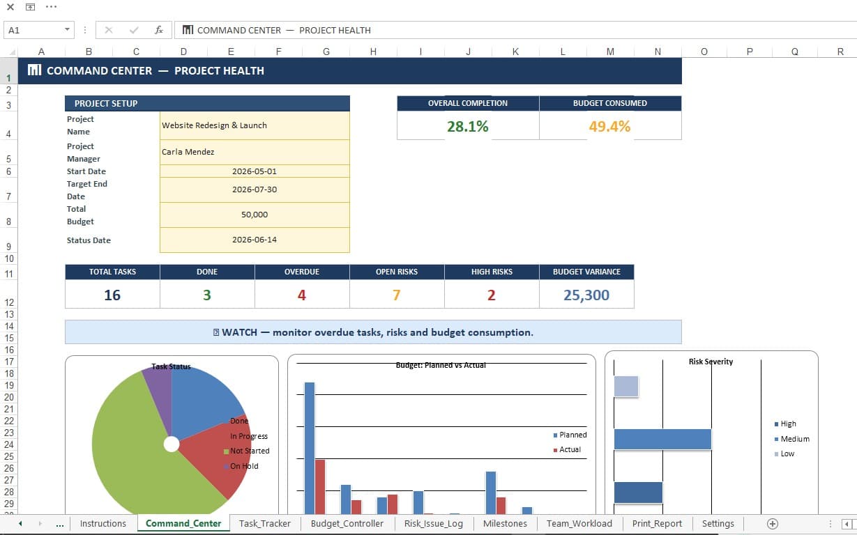 Ultimate Project Management OS™ — Excel Template