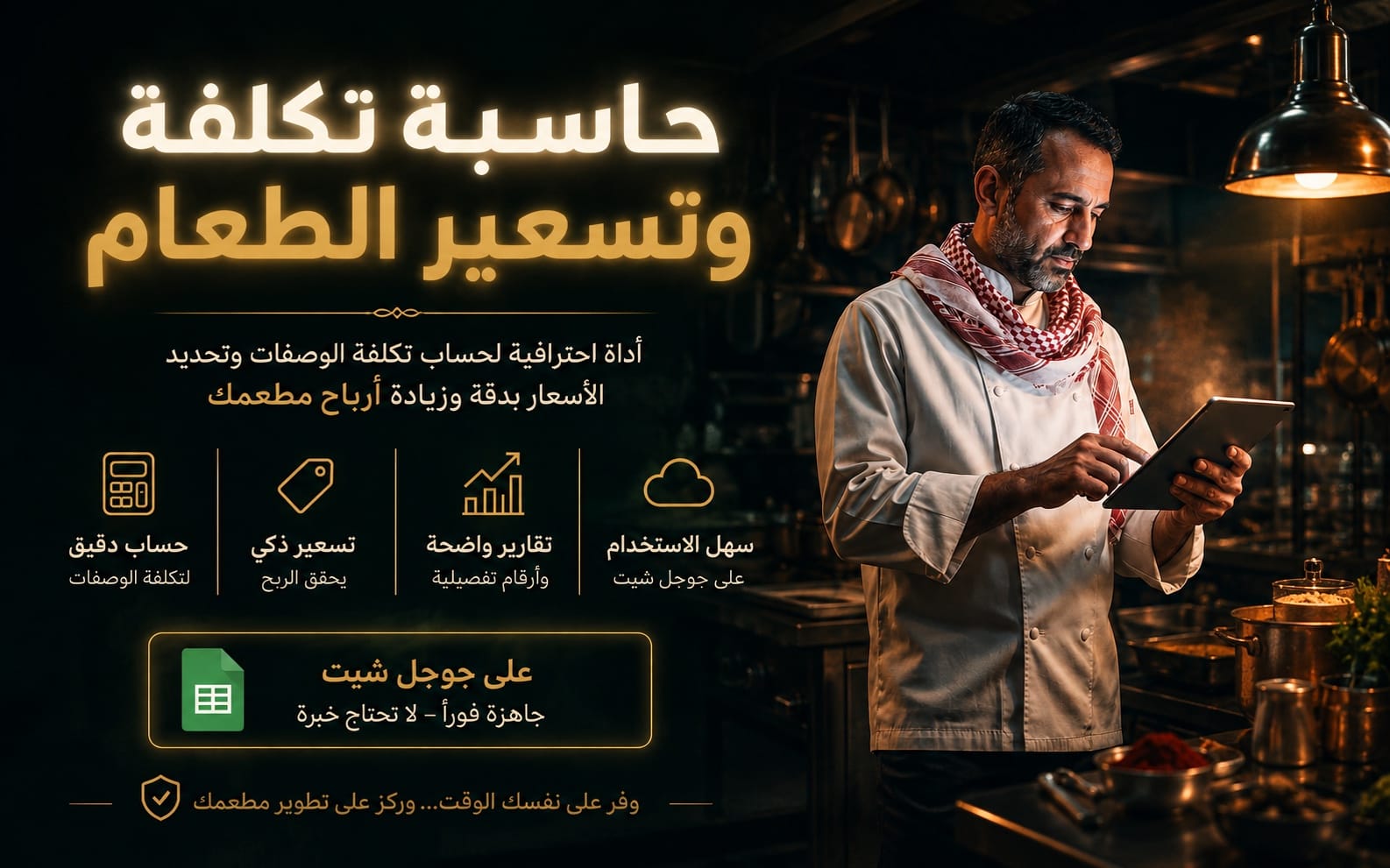حاسبة تكلفة الاطباق وتسعير القائمة
