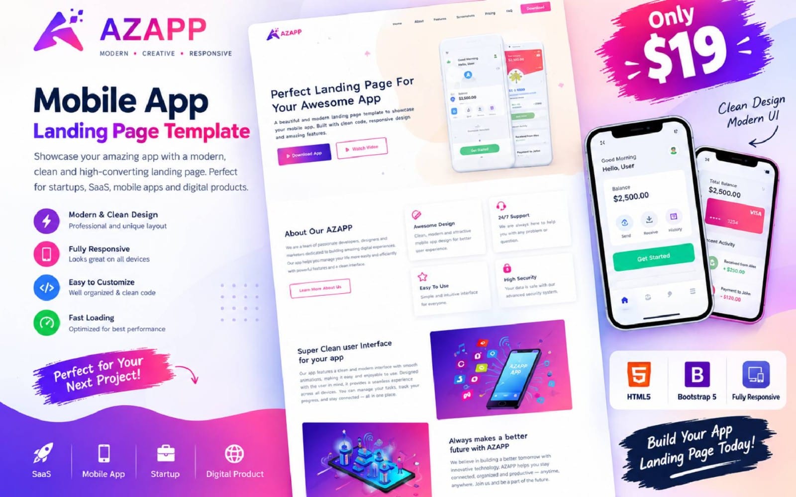 Azapp - Mobile App Landing HTML Template