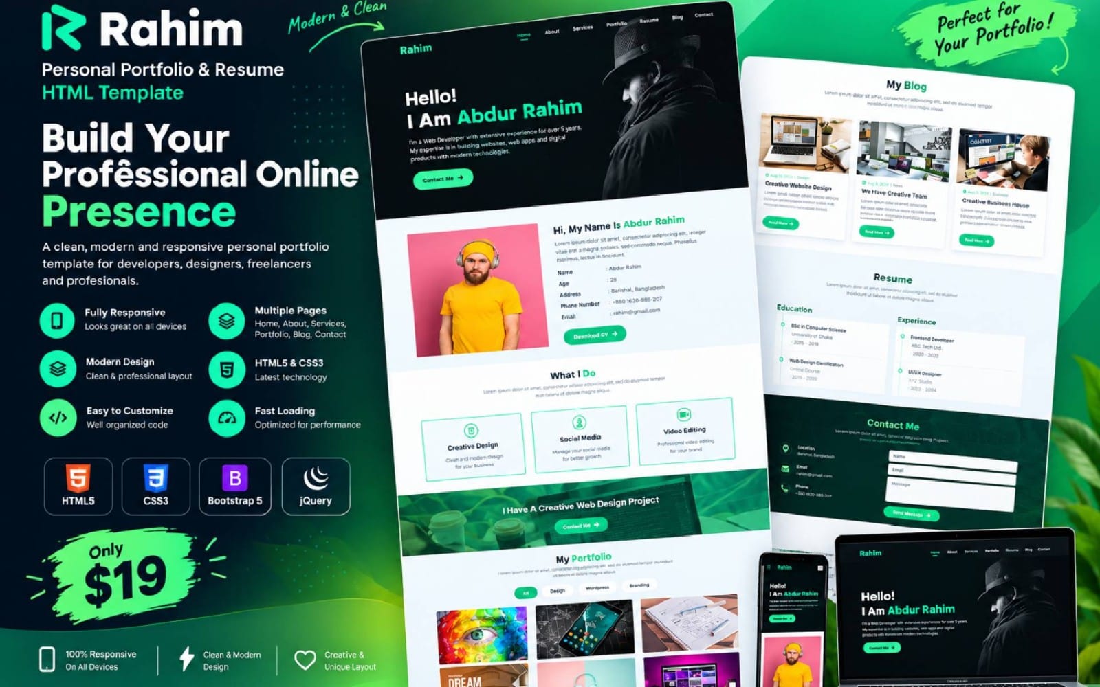 Rahim - Personal Portfolio HTML Template