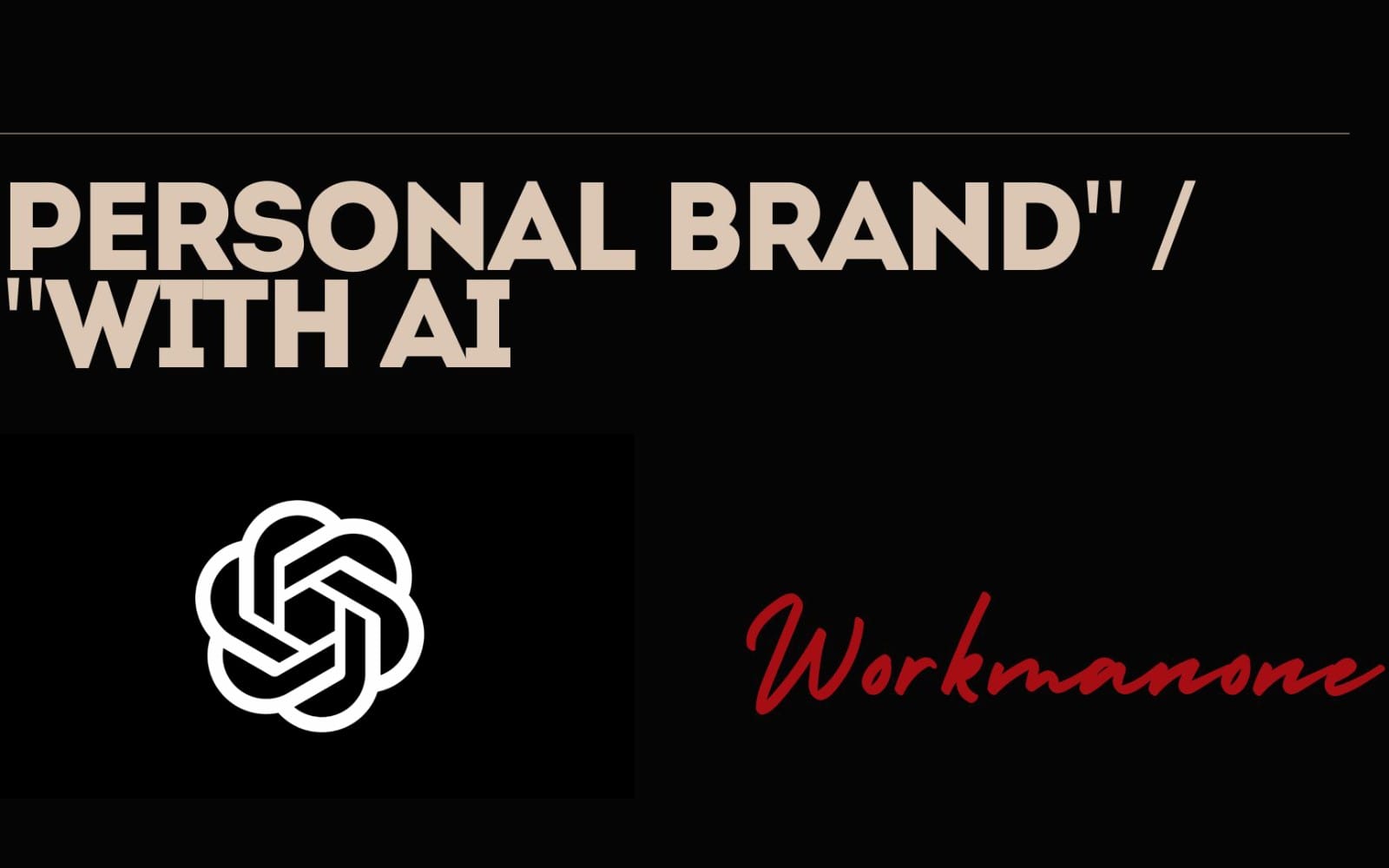 Promotional banner for an AI personal branding digital product with OpenAI logo and stylized typography